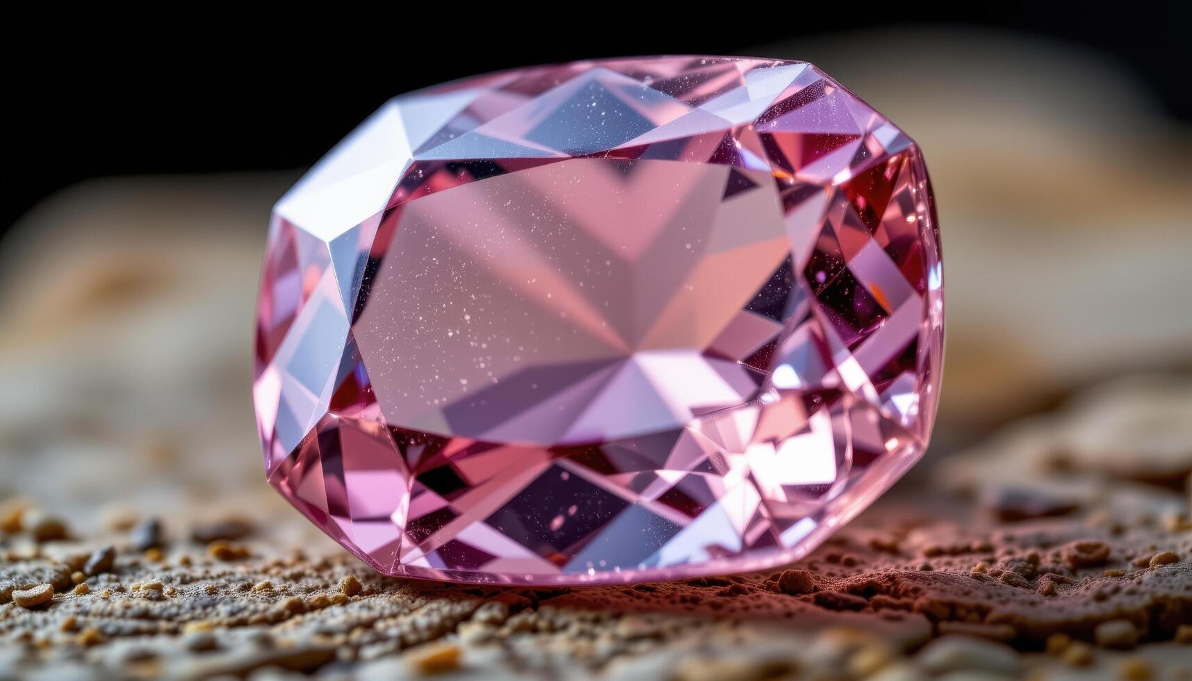 close up view of a pink morganite gemstone shining with pale pastel tones under focused studio lighting. photo