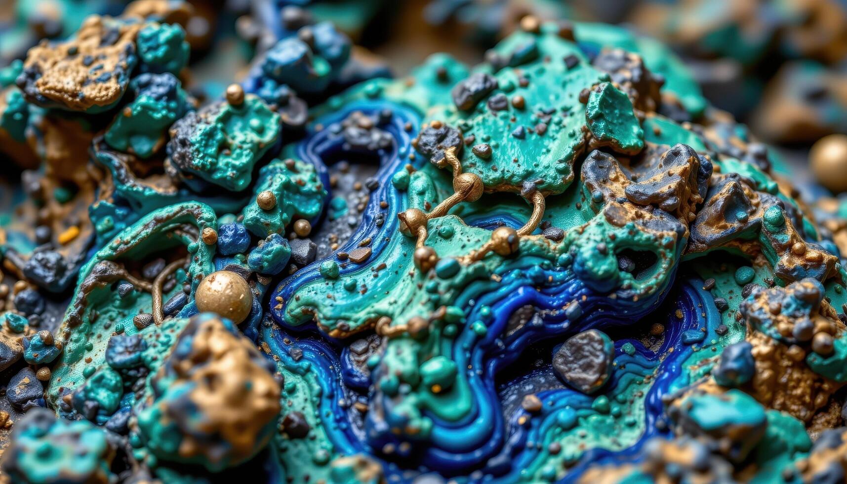 close up view of a rough azurite malachite specimen showing brilliant blues and greens layered naturally. photo