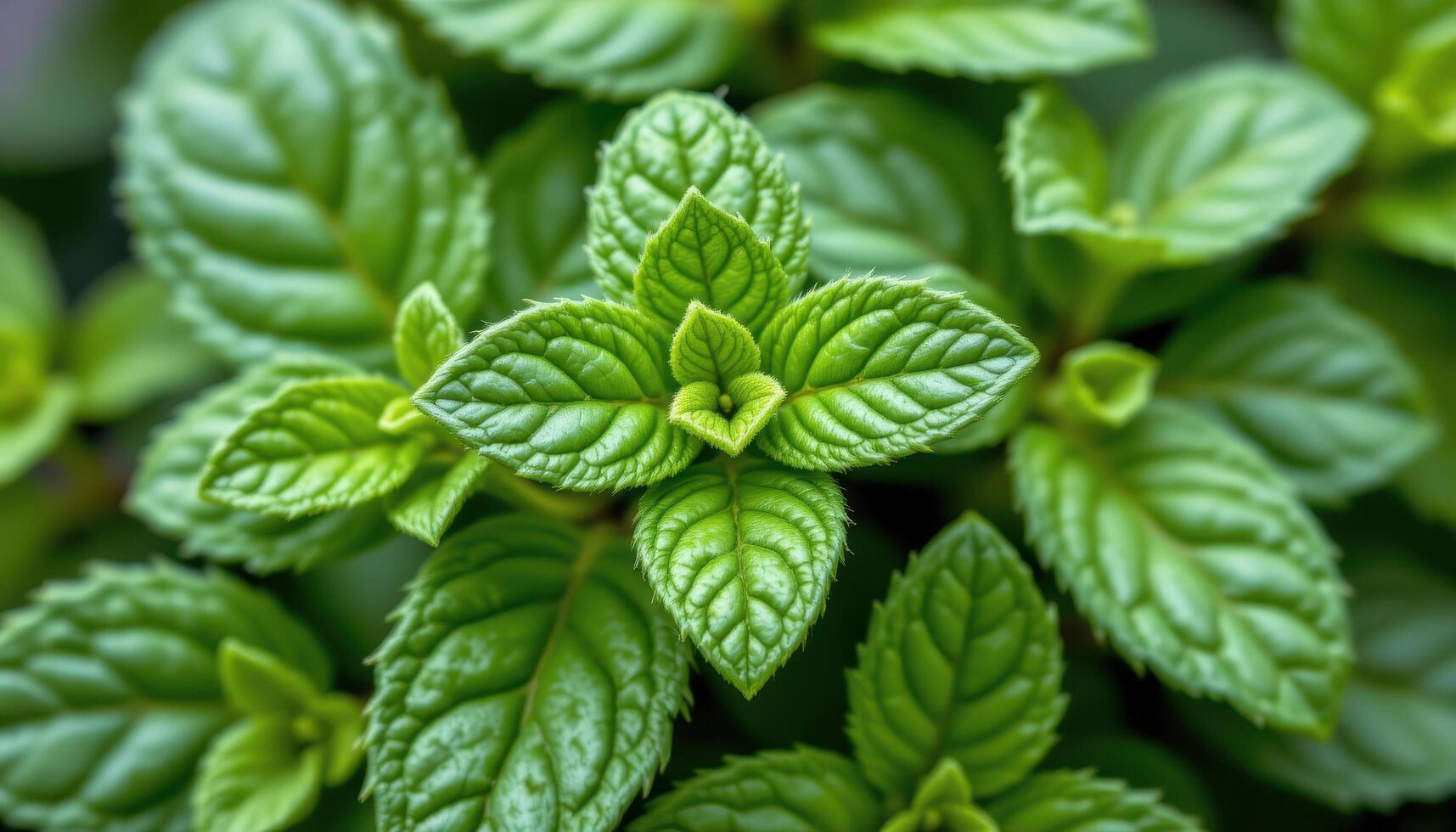 close up view of fresh green mint leaves showing tiny hairs and crisp serrated edges. photo
