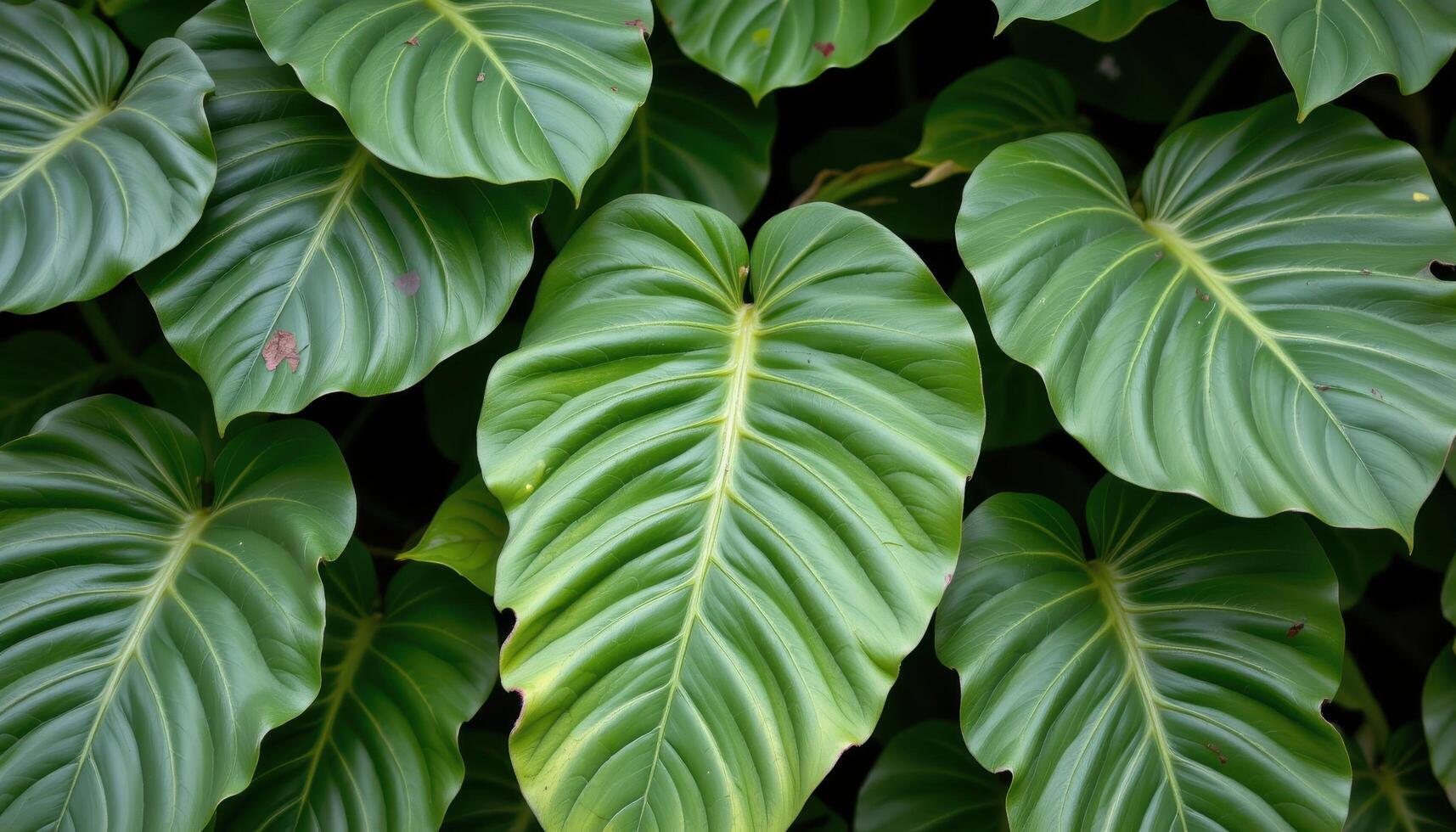 close up view of overlapping leaves in a tropical rainforest showing diversity of shapes and sizes. photo