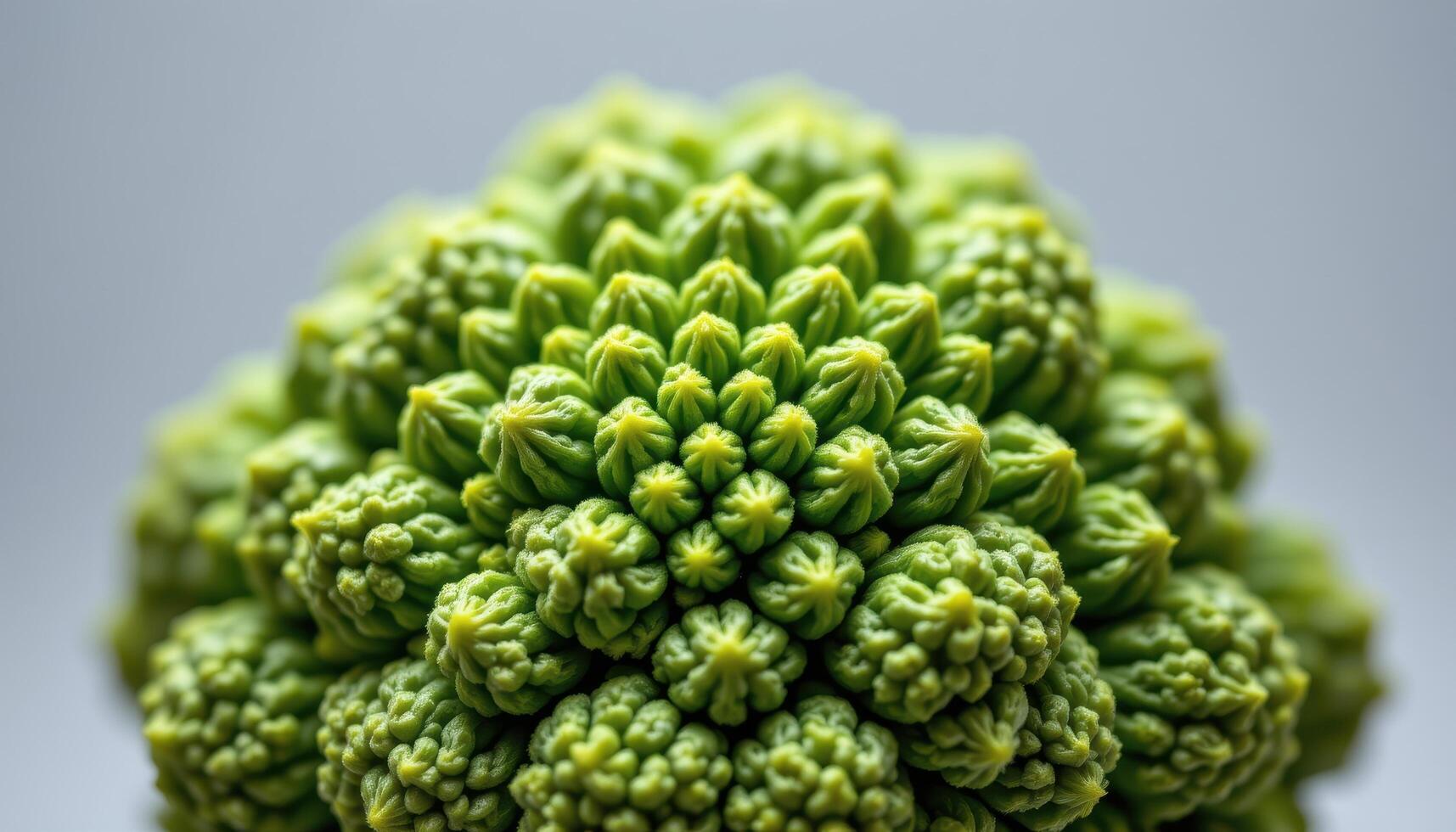 close up view of the fractal pattern of romanesco broccoli under studio lighting. photo