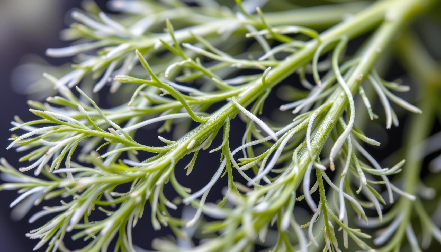 close up view of delicate fennel fronds with thin green threads forming natural lace. photo