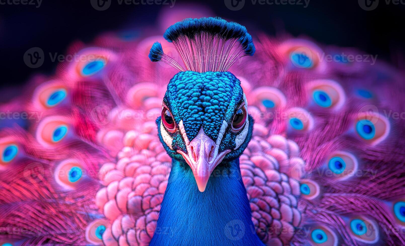 Peacock shows vibrant feathers. A stunning peacock showcasing its colorful feathers in a lush environment, highlighting intricate patterns and textures. photo
