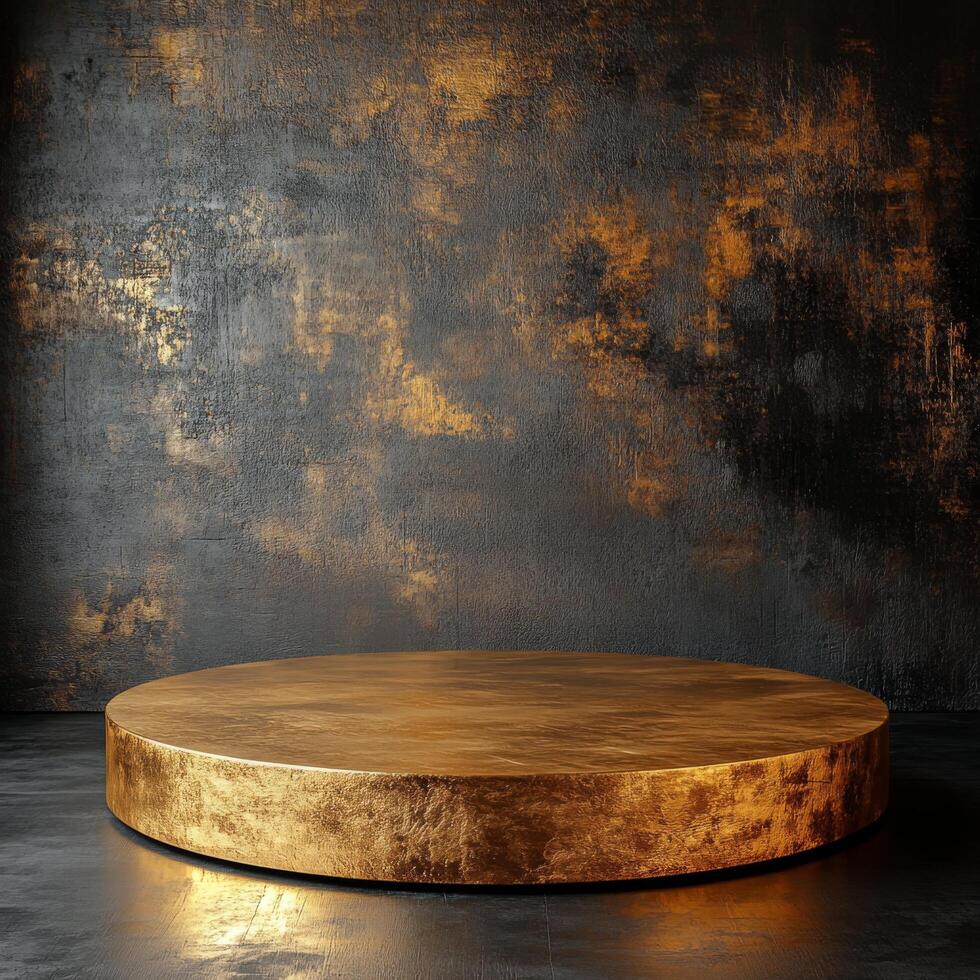 Empty podium and product pedestal showcase for presentations, ideal for cosmetics and promotional displays, offering ample copy space for branding and advertising photo