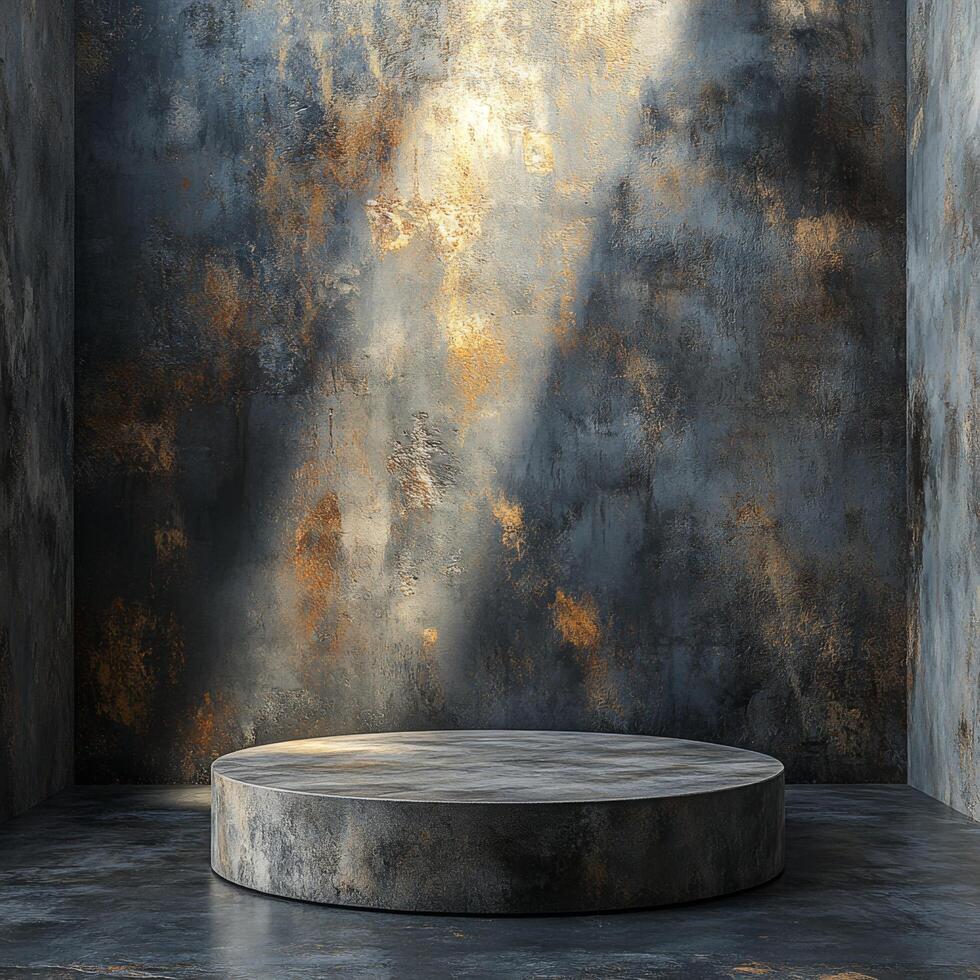 Empty podium and product pedestal for versatile display in contemporary environment, ideal for showcasing various items in stylish manner, enhancing visual appeal photo