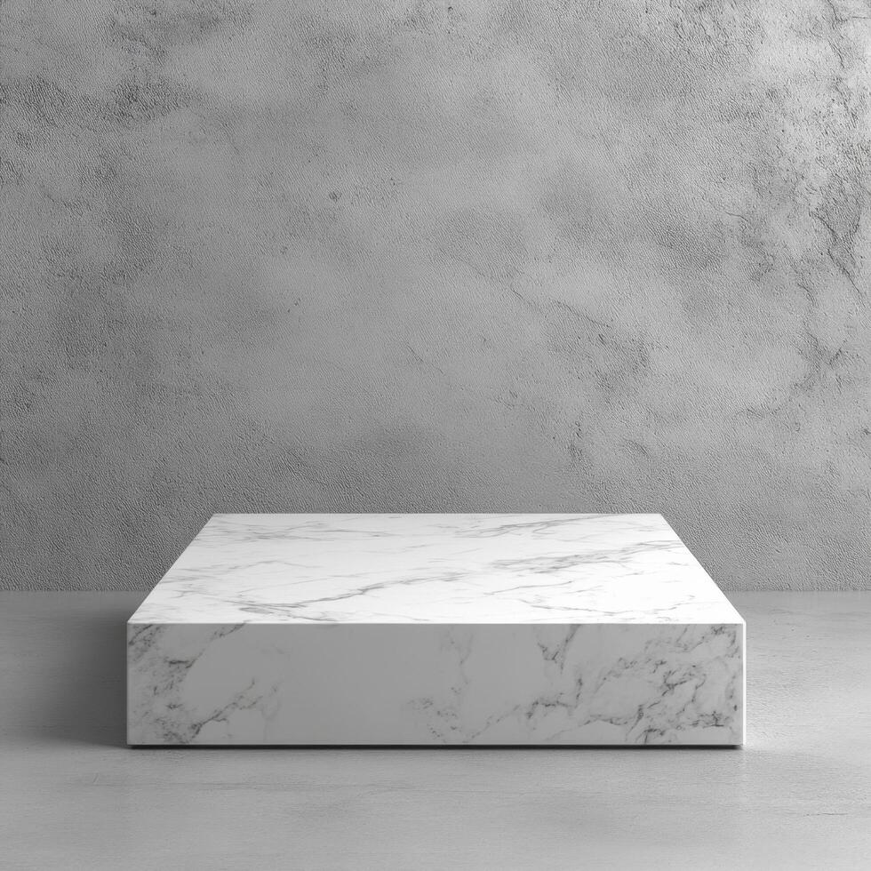 Empty podium product pedestal for display purposes showcasing cosmetics or other items in modern design setting with clean lines and subtle texture providing elegant presentation photo