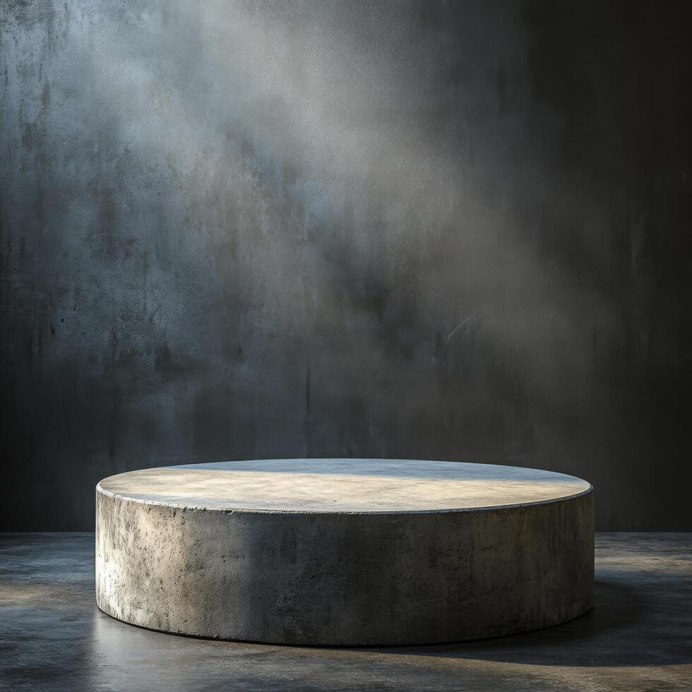 Empty podium and product pedestal for cosmetics display in minimalistic setting with soft lighting, ideal for showcasing beauty items and promotional materials in modern retail environments photo