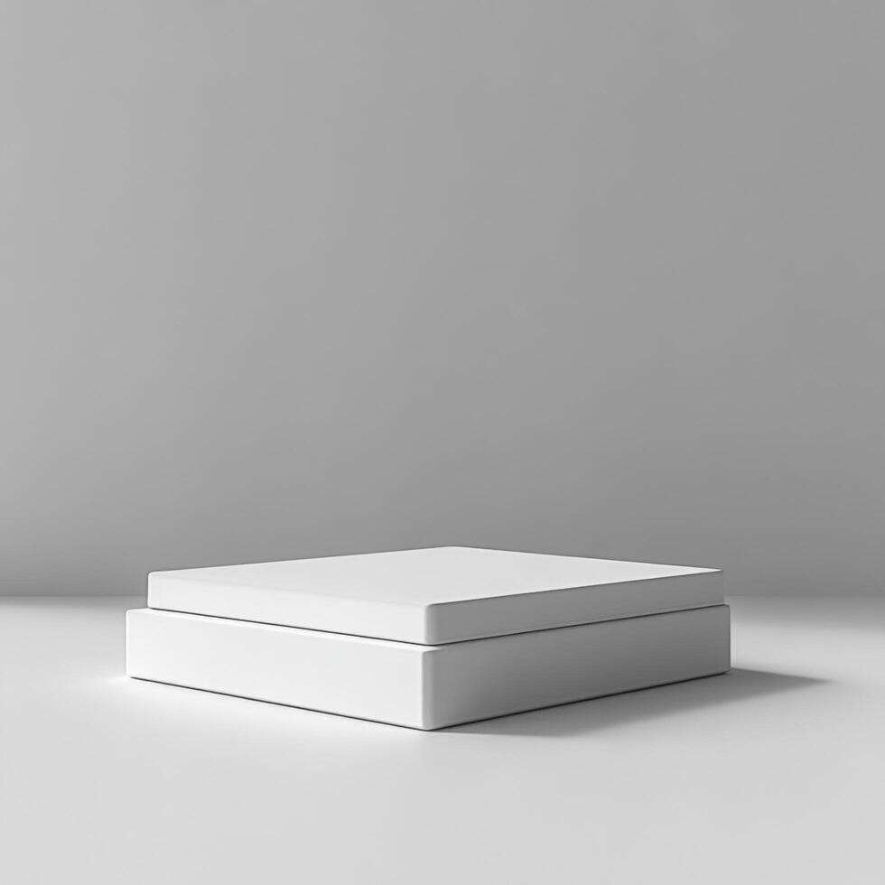 Empty podium and product pedestal for cosmetics display, ideal for showcasing beauty products and promotional materials, highlighting minimalist design and versatility photo