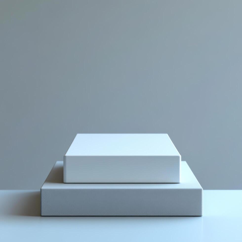 Empty podium and product pedestal mockup, perfect for showcasing various items, cosmetics, or promotional materials, designed for versatile display and creative presentations photo