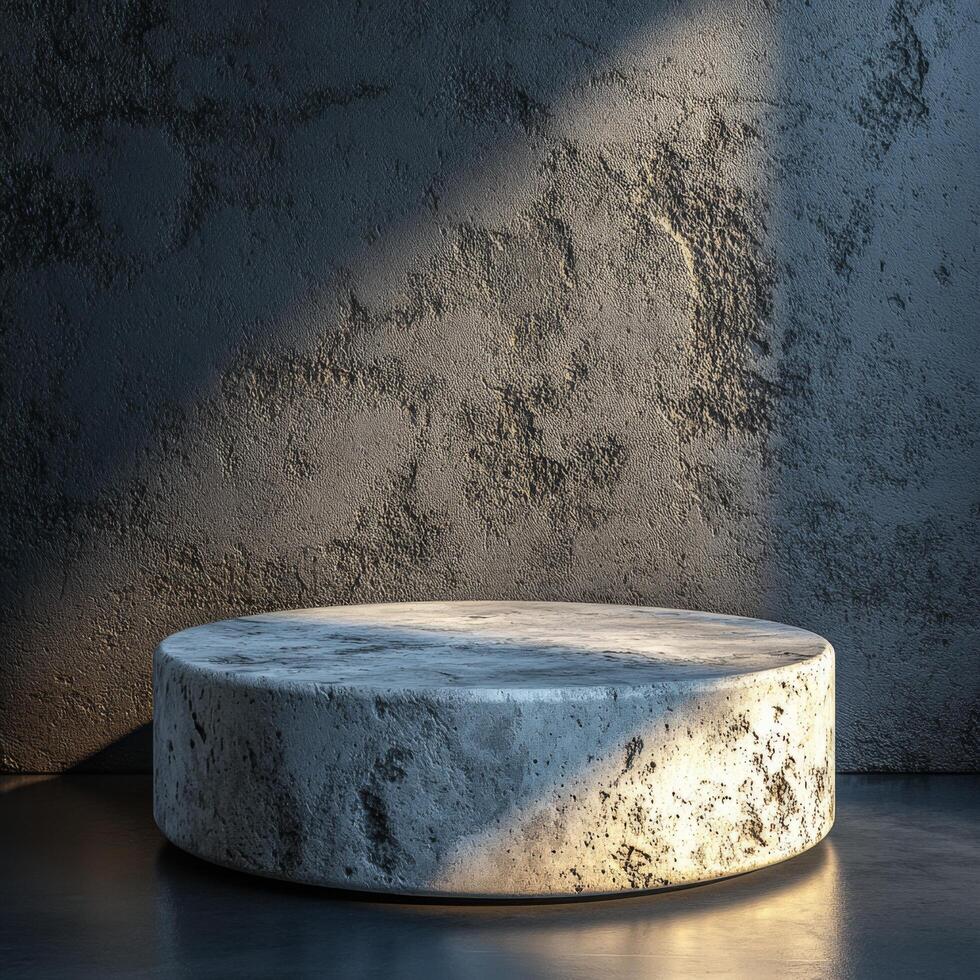 Empty podium product pedestal showcasing design elements for promotional materials in minimalistic aesthetic for cosmetics display space photo