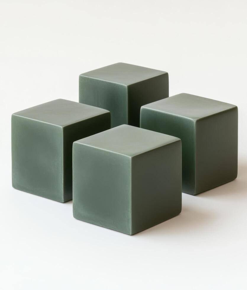 Empty podium and product pedestal mockup featuring cubic podiums with clean lines. Perfect for showcasing cosmetics or any display needs with ample copy space available photo