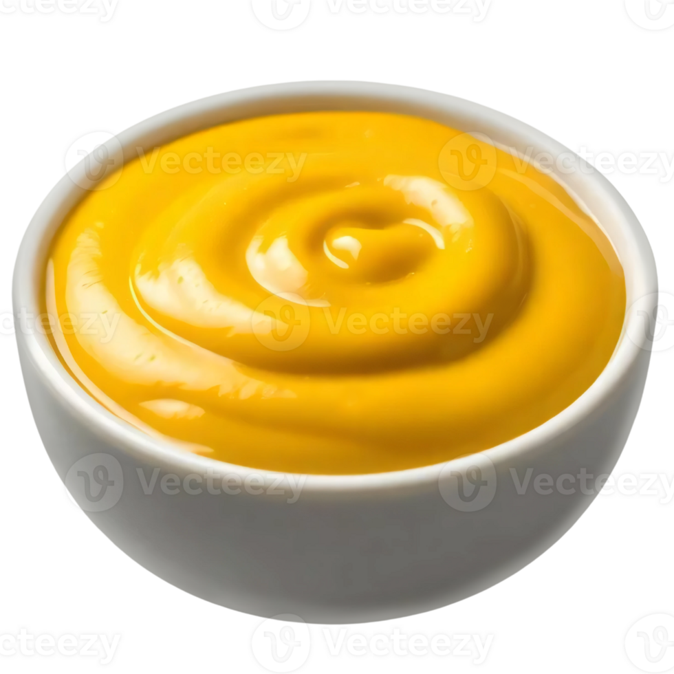 A bowl of yellow sauce on a black background png