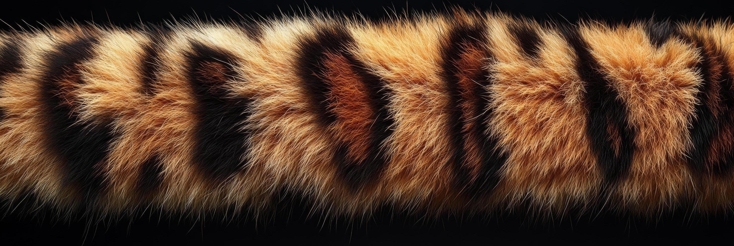 Vibrant tiger fur pattern banner showcasing intricate details, rich textures and striking color contrast perfect for artistic backgrounds and thematic decorations in various settings photo