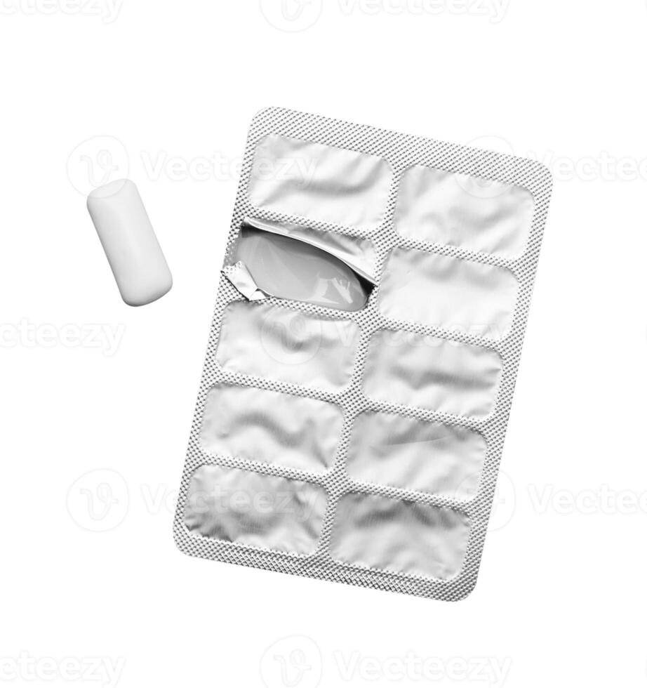 Chewing gum on white background photo