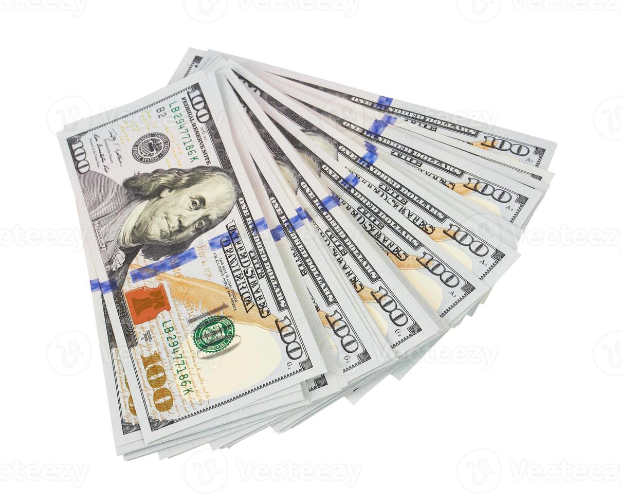 Stack of dollars on white photo