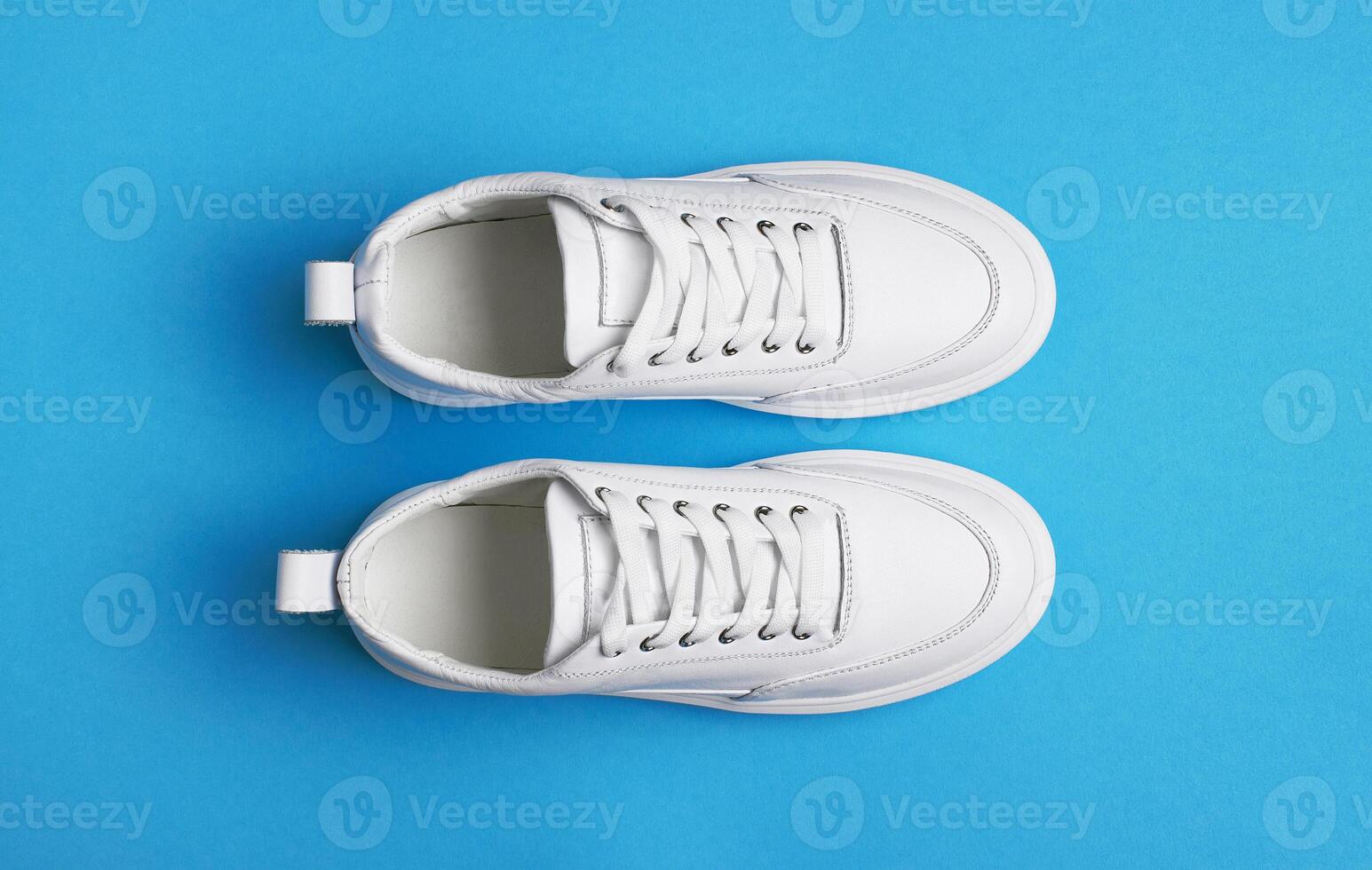 White Sneaker on blue photo