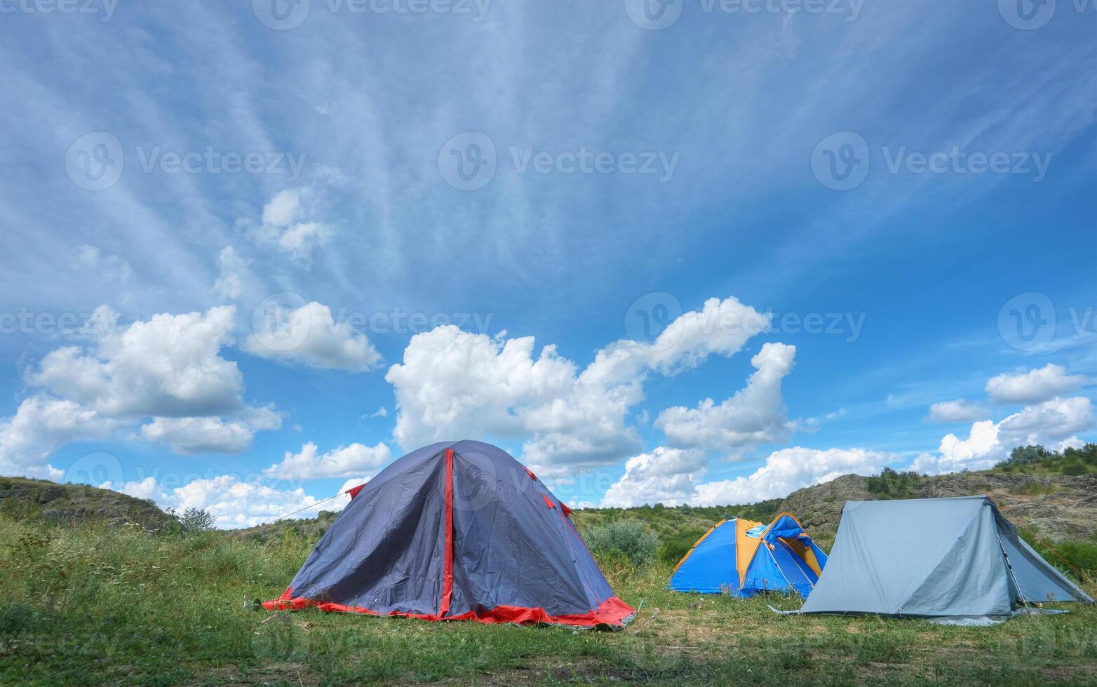 Summer landscape with tents photo