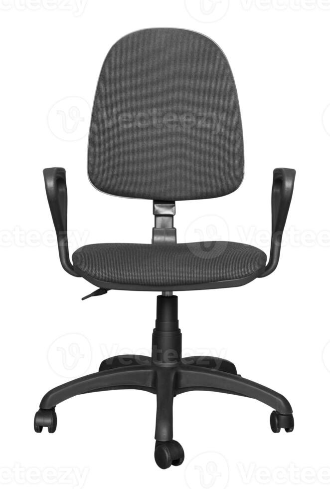 Black office armchair on white back photo