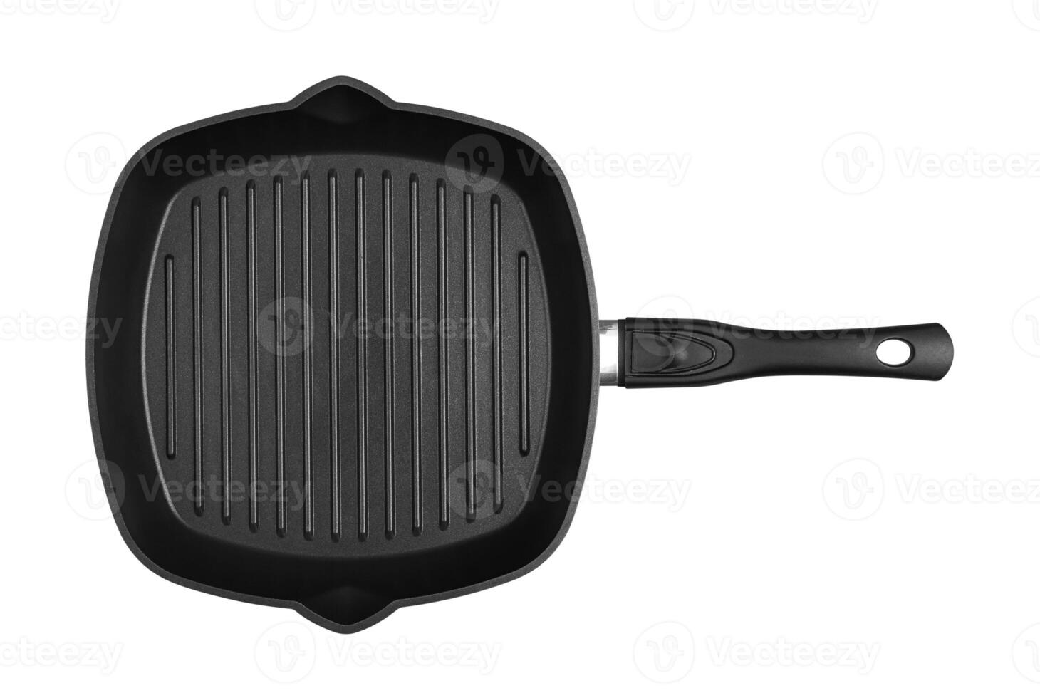 Pan for grill with handle on white photo