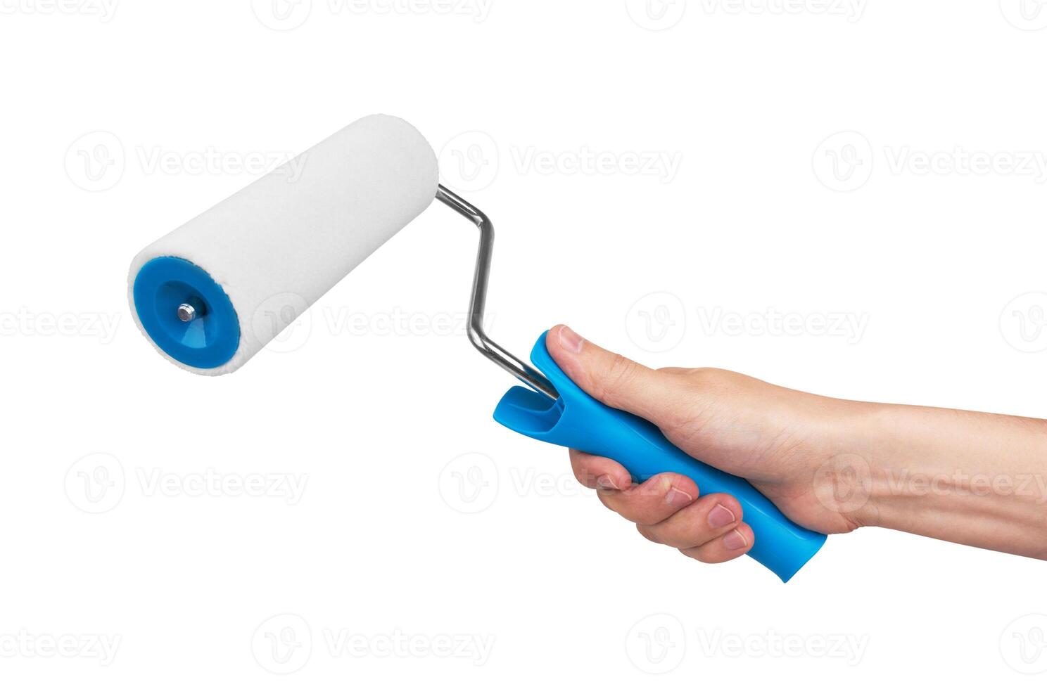 Paint roller on white back photo