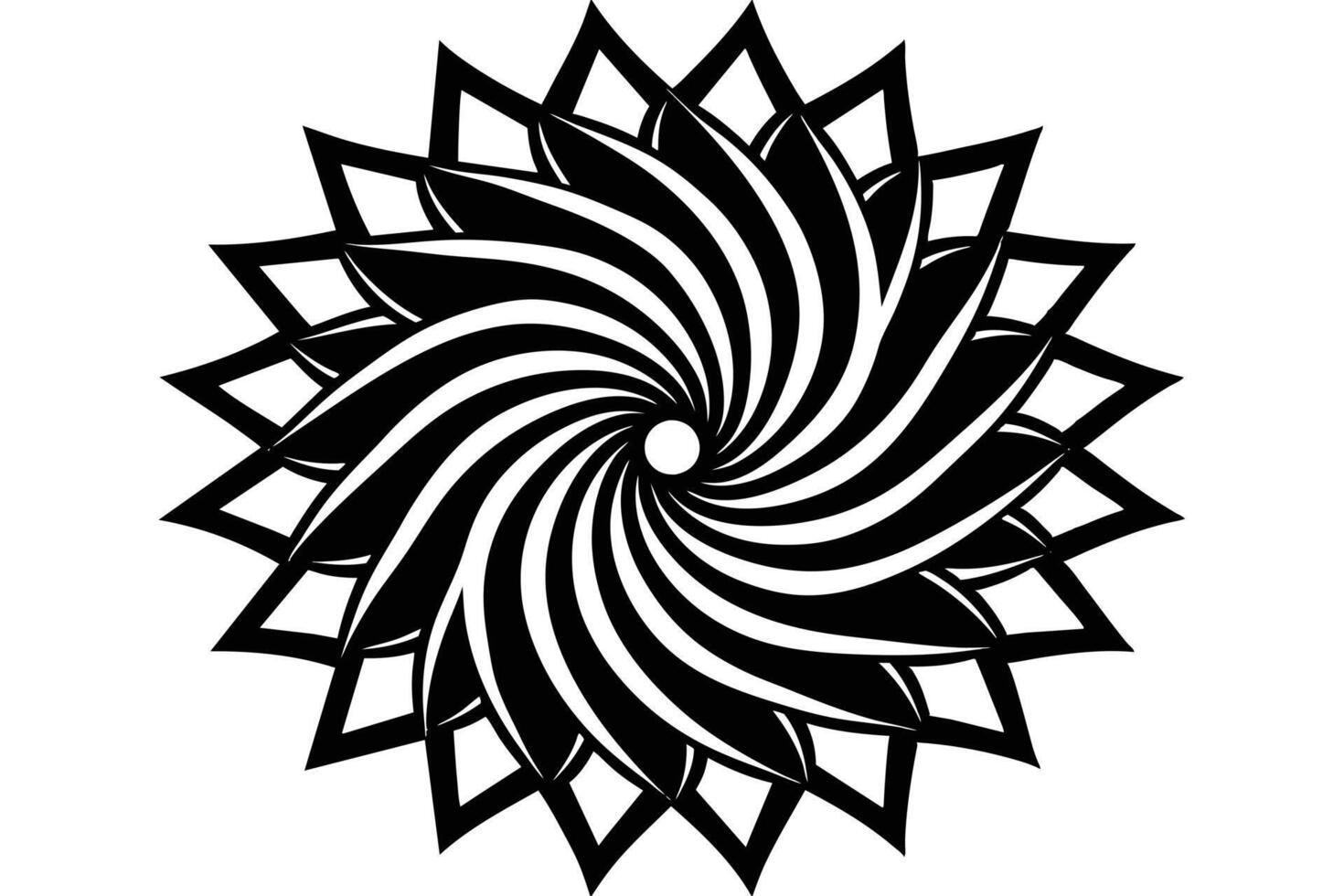 Intricate Black and White Mandala Design A Spiraling Floral Pattern for Peaceful and Mystical Ambiance vector