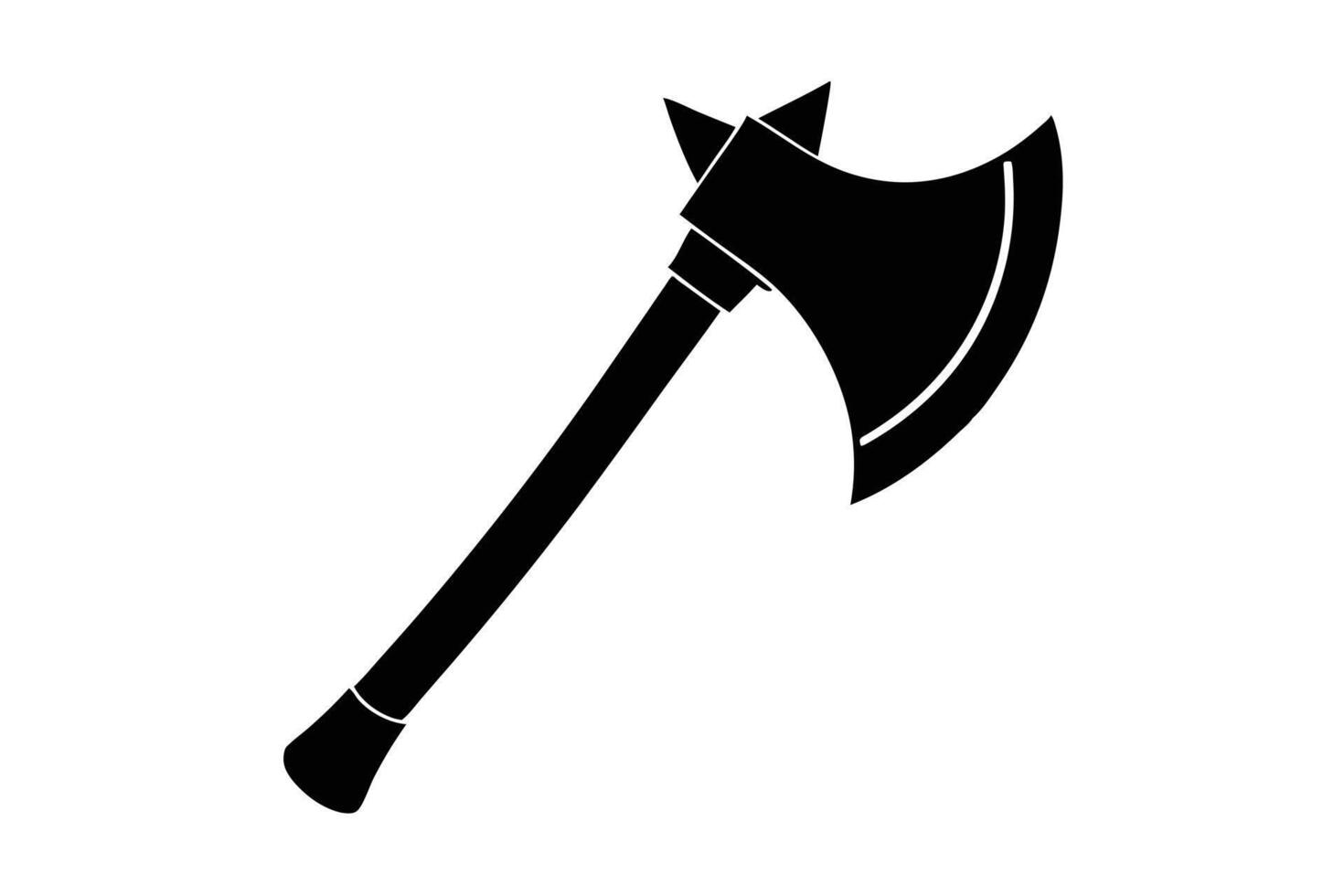 Solid black axe silhouette graphic. vector