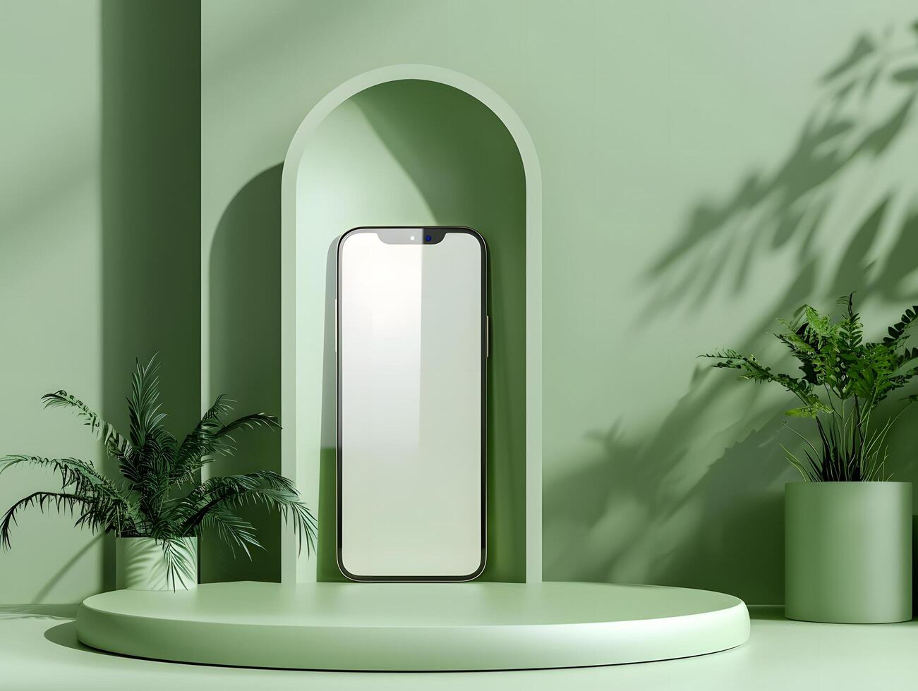 Floating 3d blank phone screen model for advertising apps or showcasing mobile templates photo
