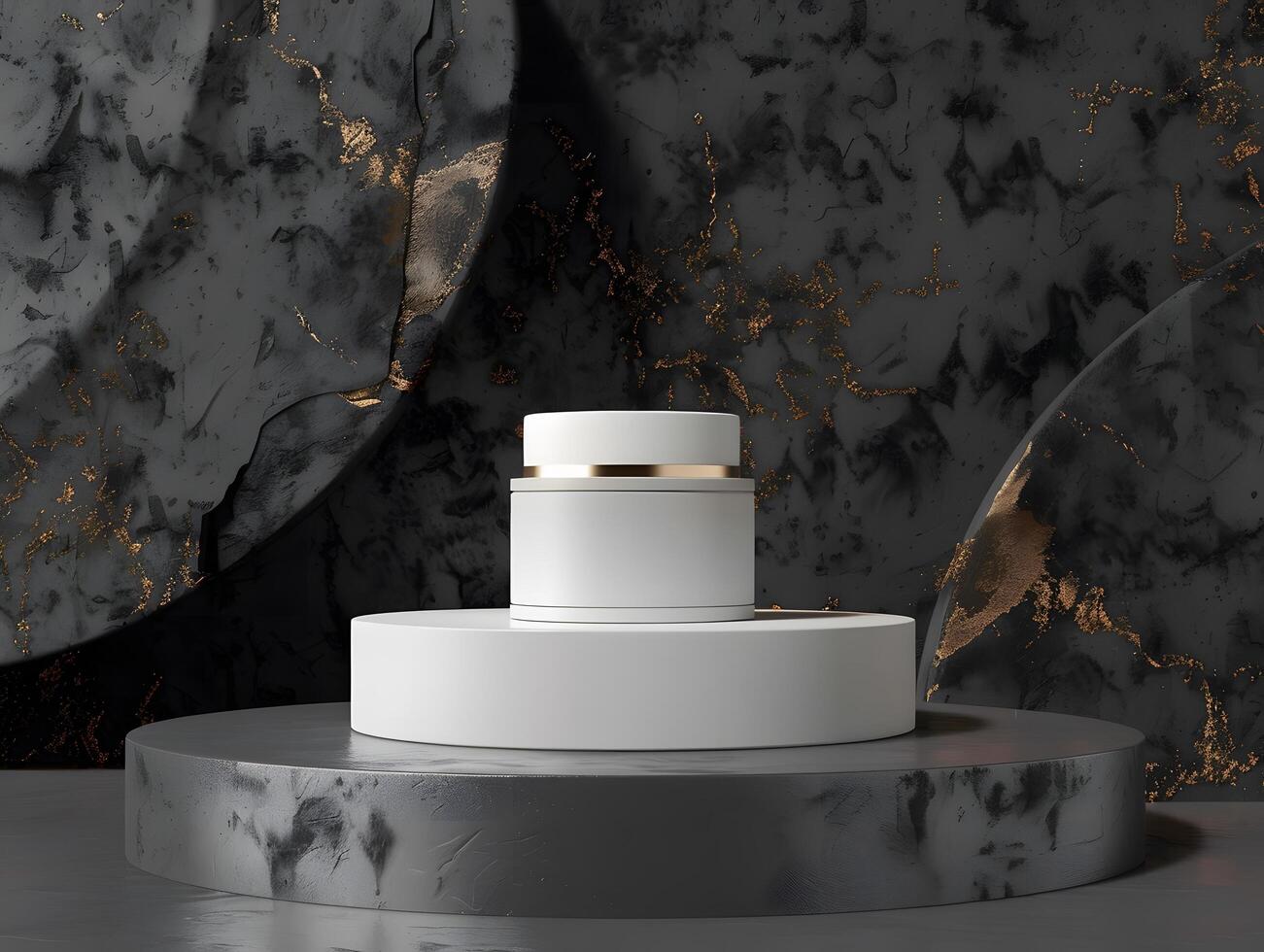 Minimalist product display with marble backdrop photo