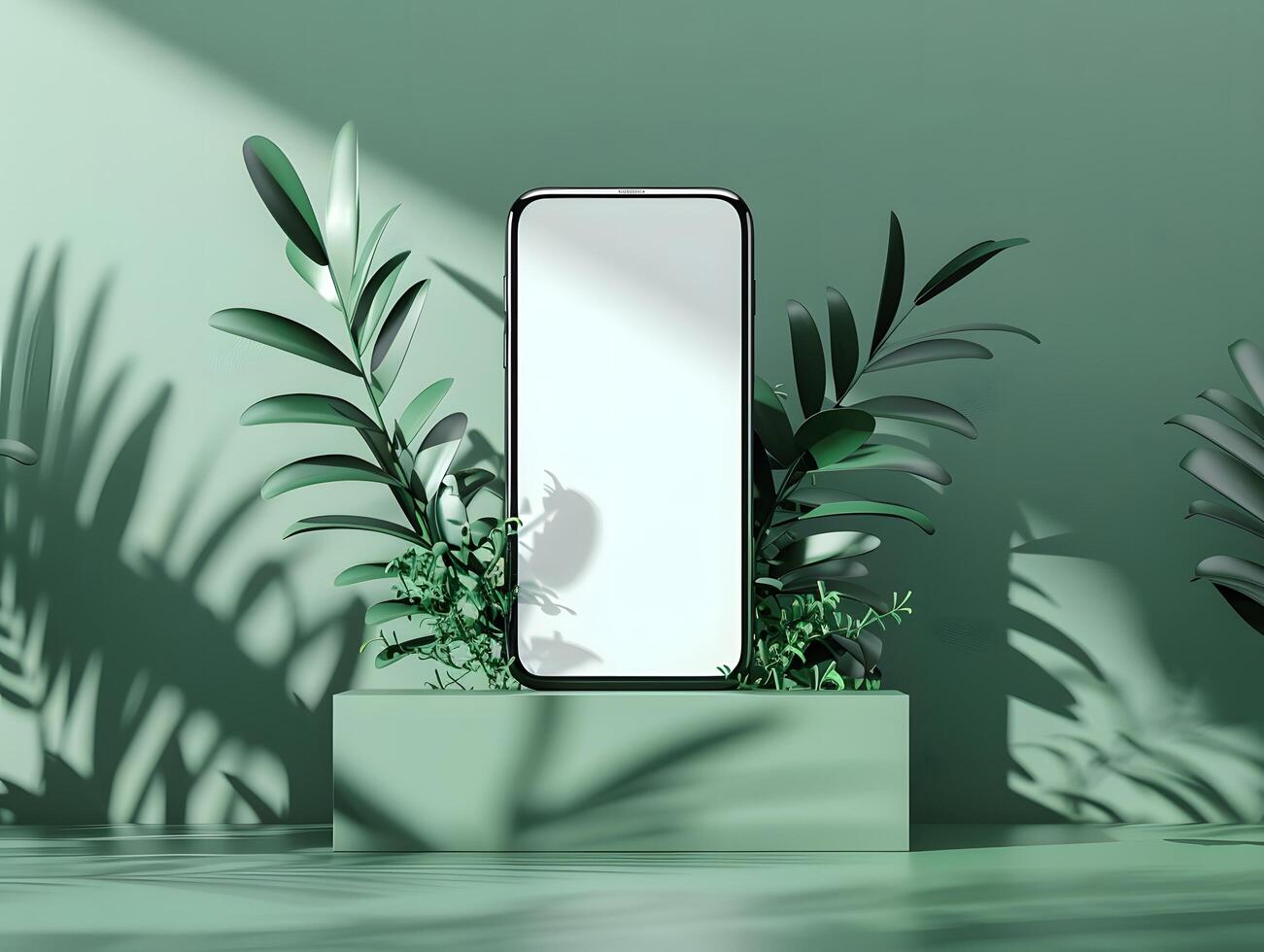 Isolated 3d smartphone with blank screen designed for clean digital interface preview photo
