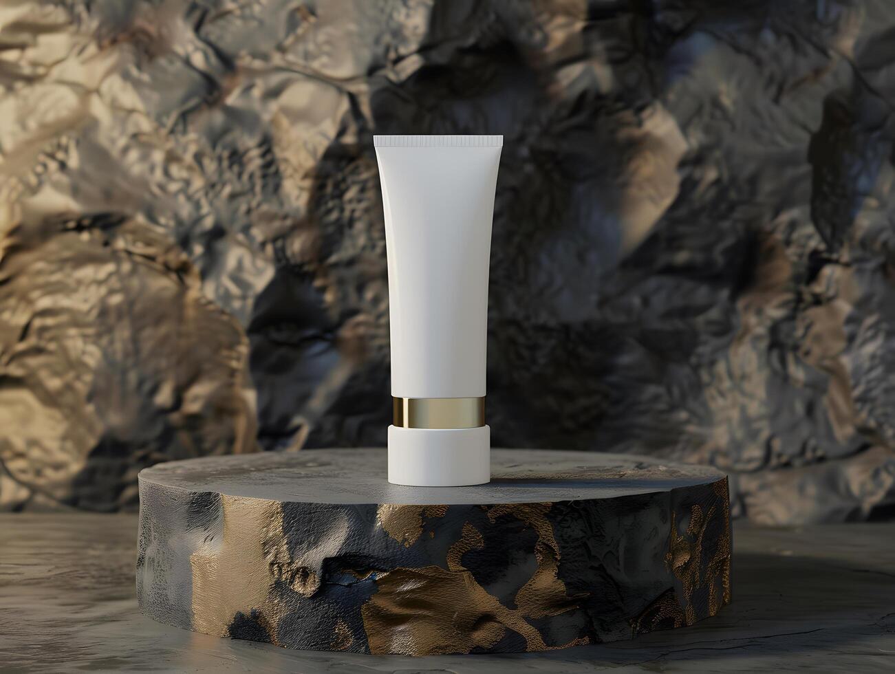 White cosmetic tube on textured surface photo