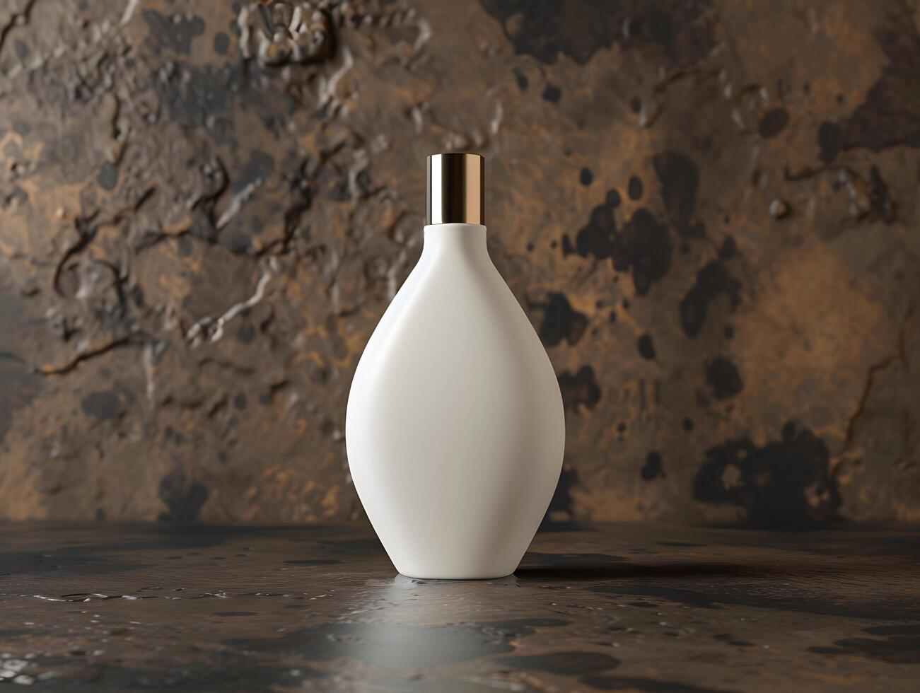 White bottle with gold cap photo
