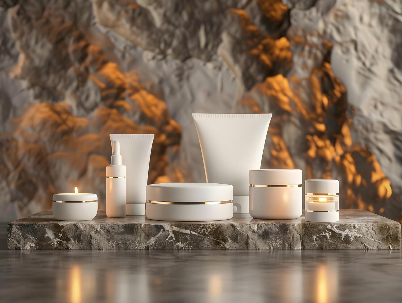 White skincare products displayed elegantly photo