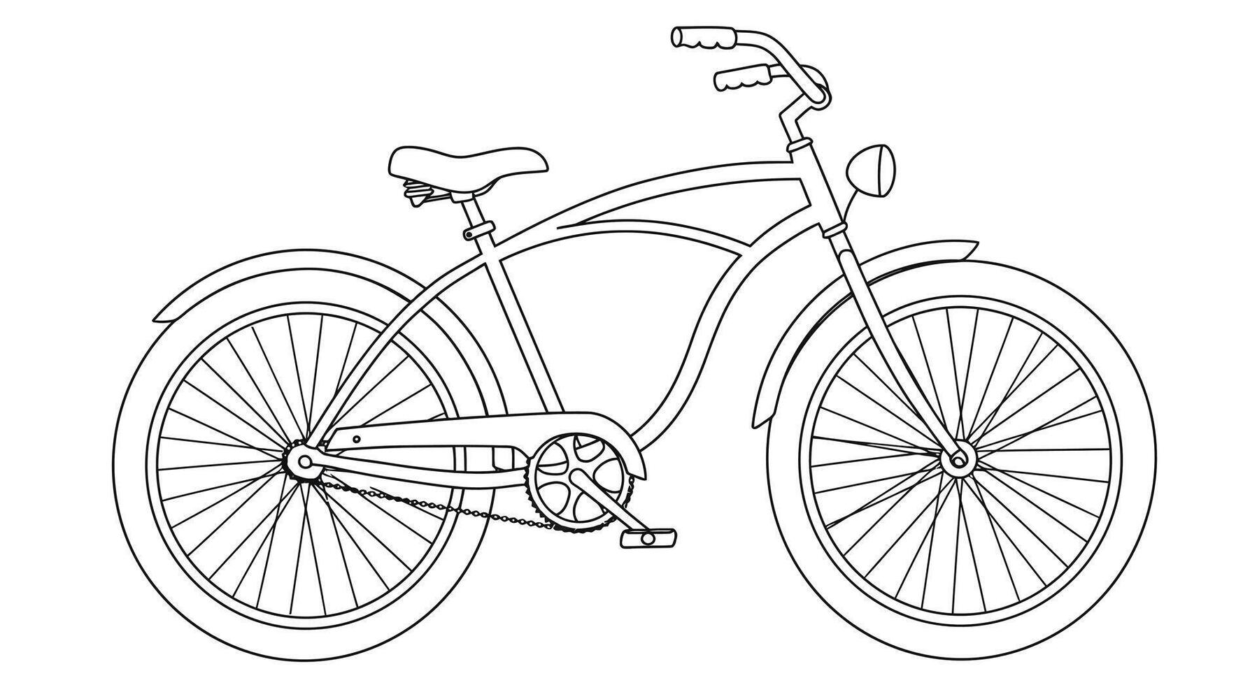 Comfortable Cruiser Bike with Wide Seat Coloring Page for Kids vector