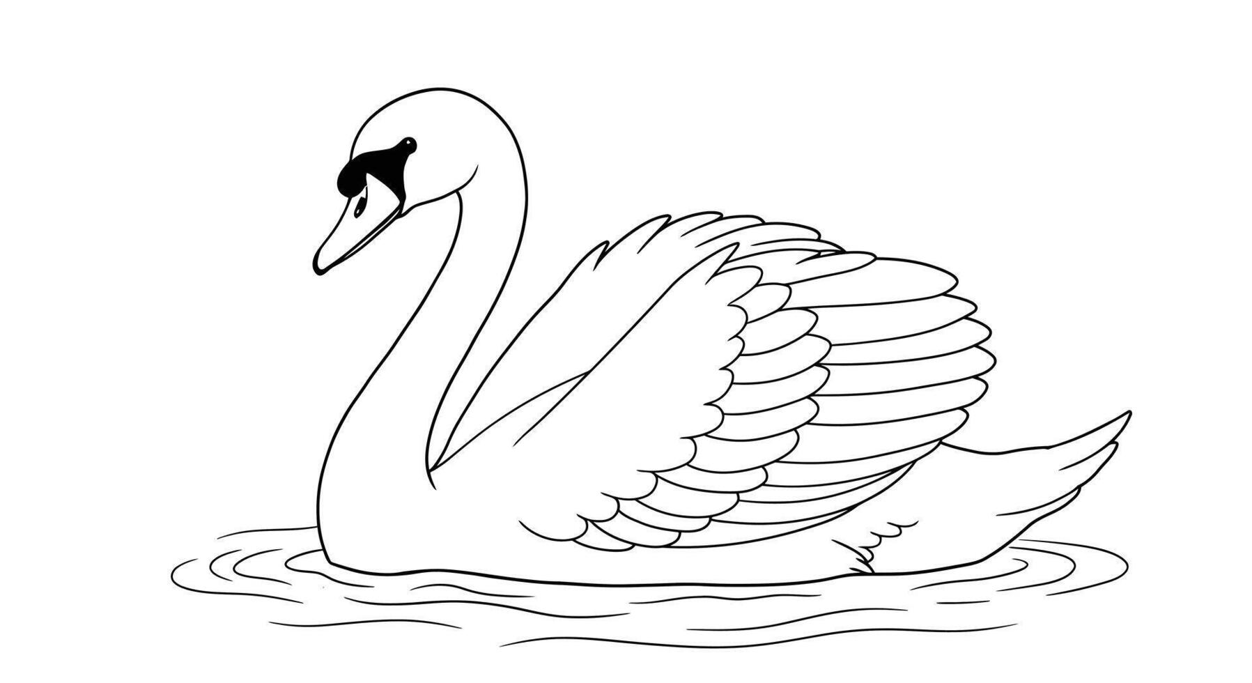 Serene Elegant Swan Bold Lines Detailed Adult Coloring Book Page vector