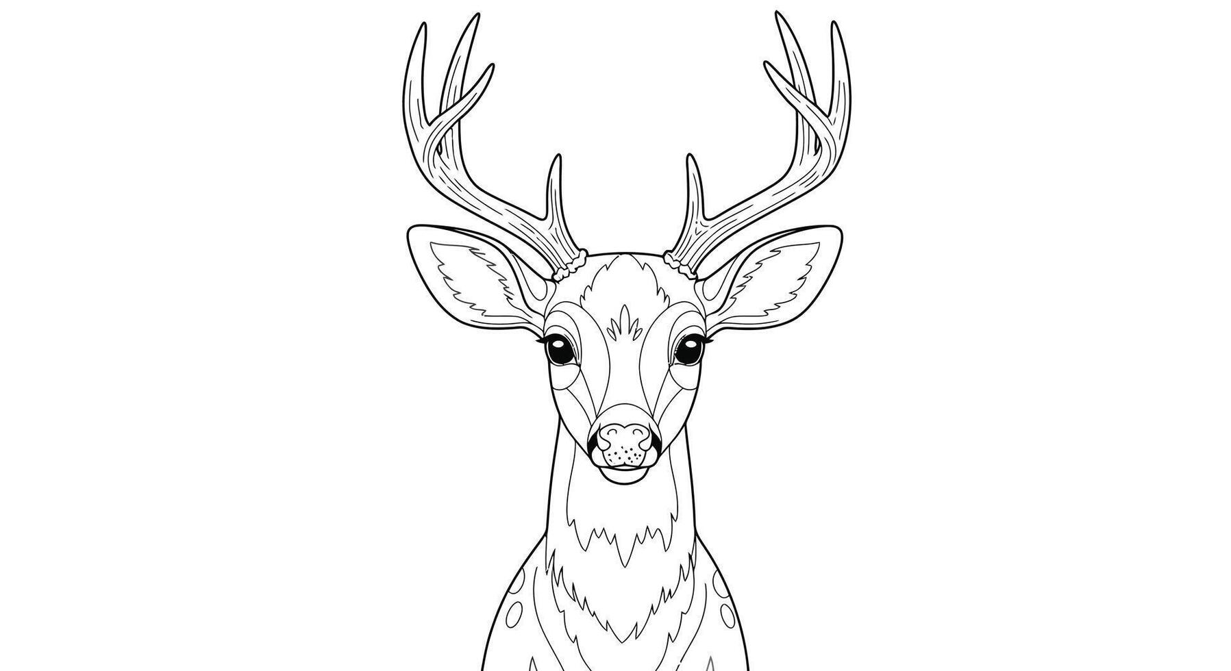 Elegant Shy Deer with Antlers Coloring Page for Adults and Teens vector