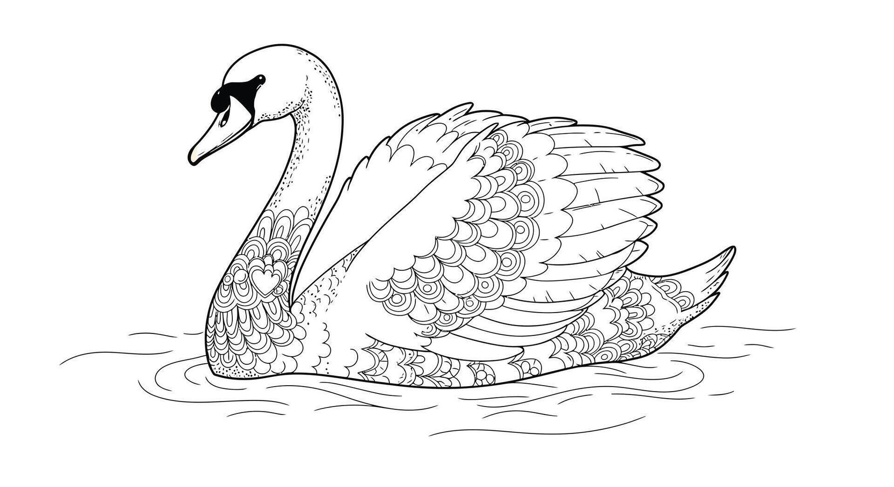 Majestic Elegant Swan Bold Lines Artistic Adult Coloring Page vector