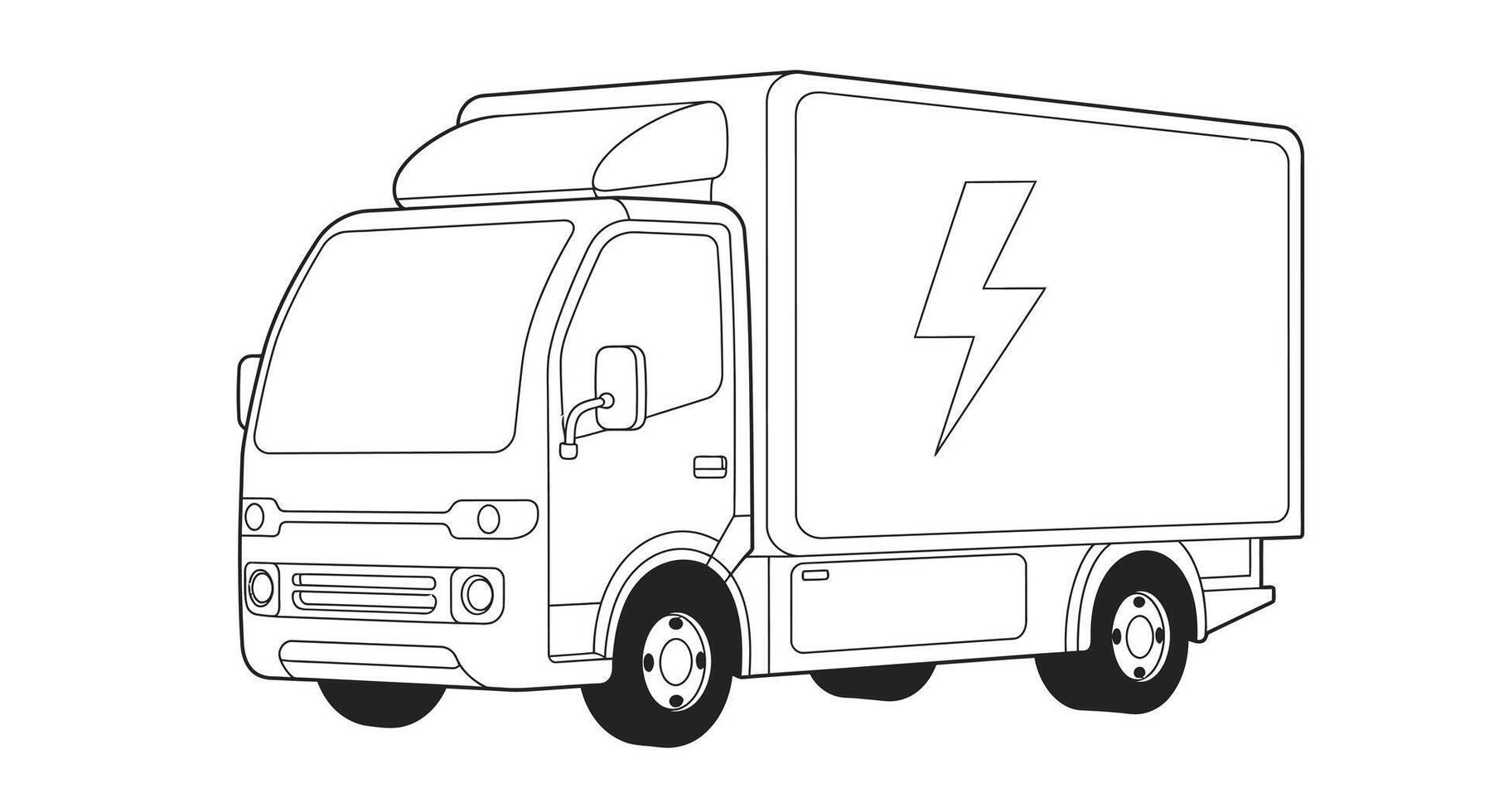 Modern Electric Delivery Truck Clean Energy Coloring Page for Children vector