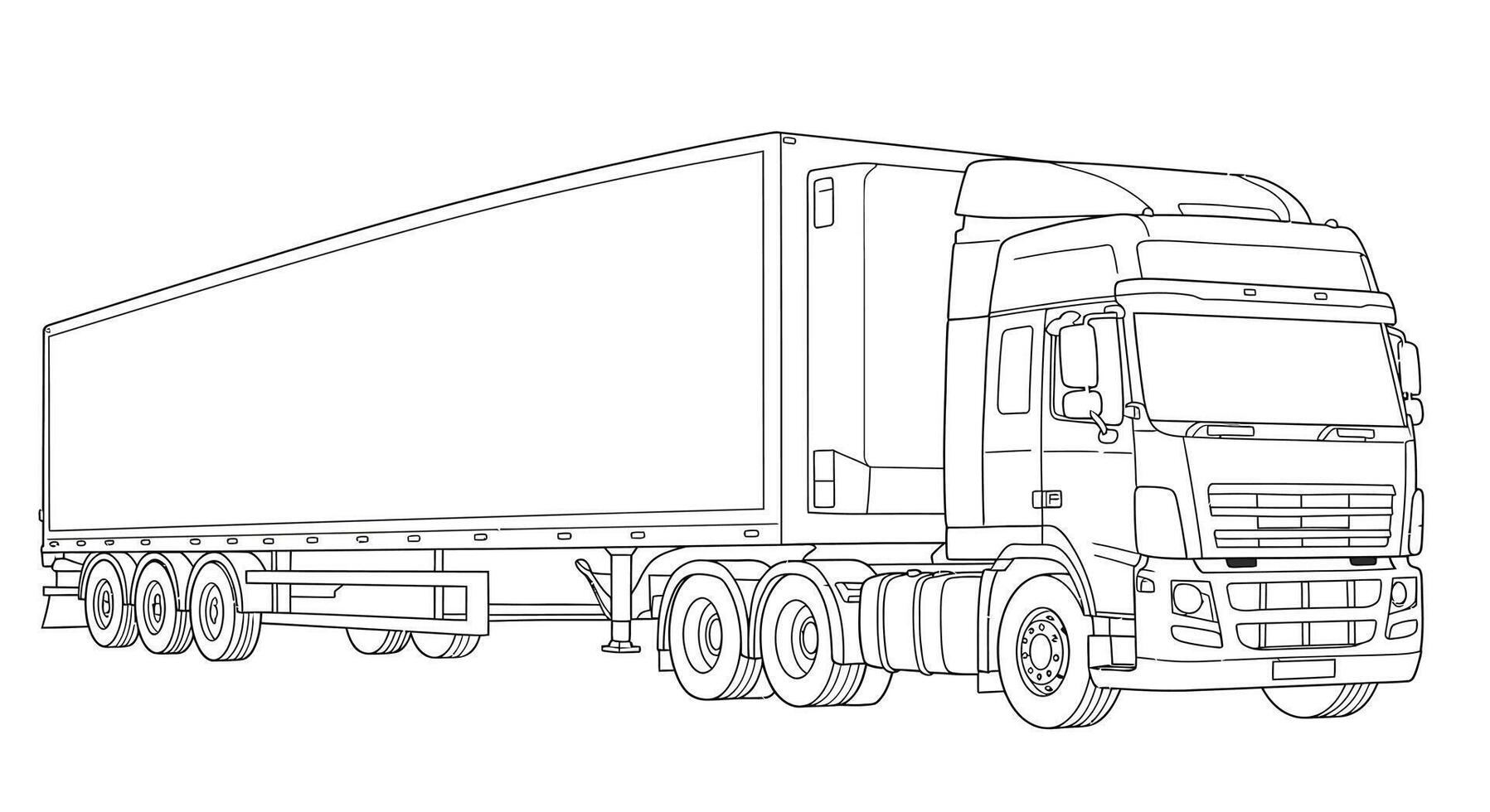 Sleek Modern Semi Truck with Trailer Transportation Kids Coloring Page vector