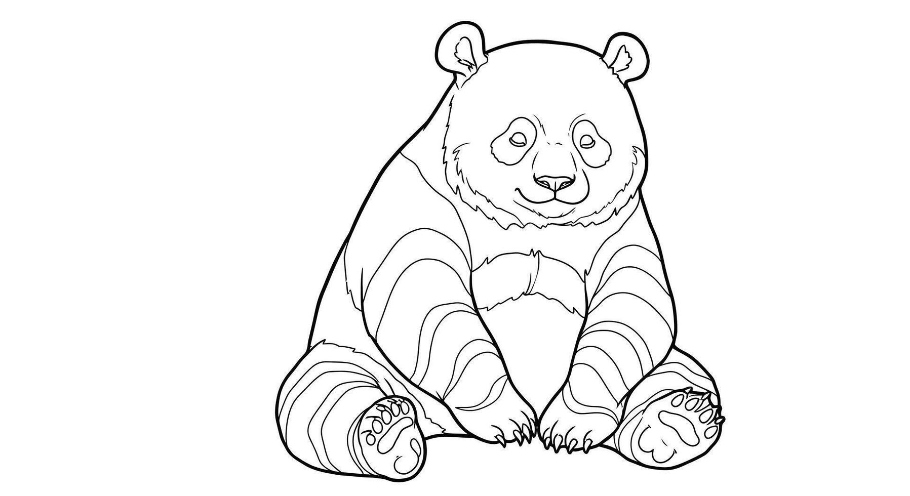 Peaceful Relaxed Panda Bear Sitting Serene Adult Coloring Page vector