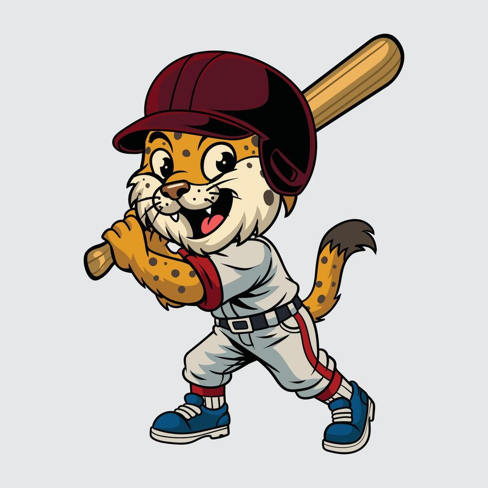 Cartoon cat with baseball bat vector