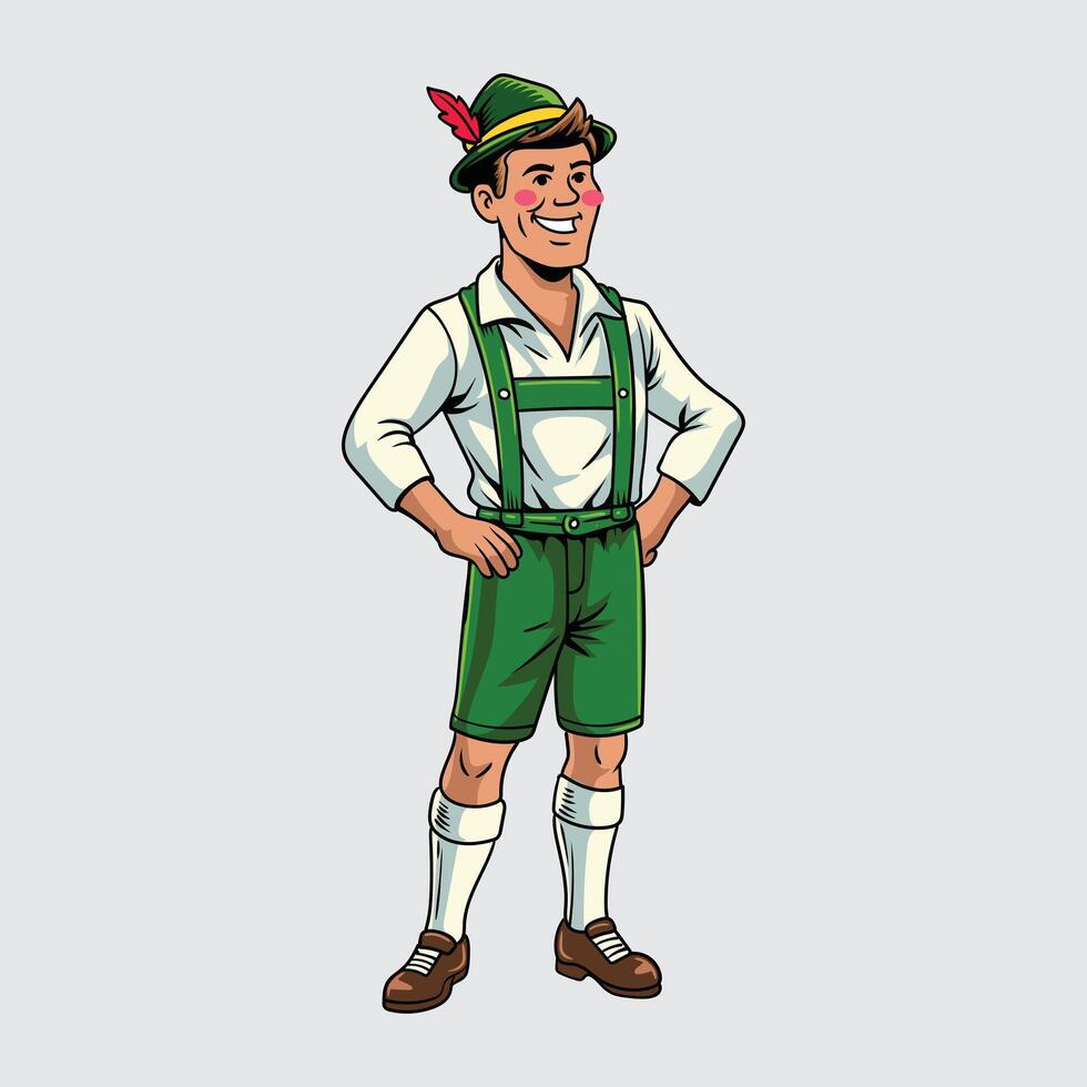 Man in traditional Bavarian outfit vector