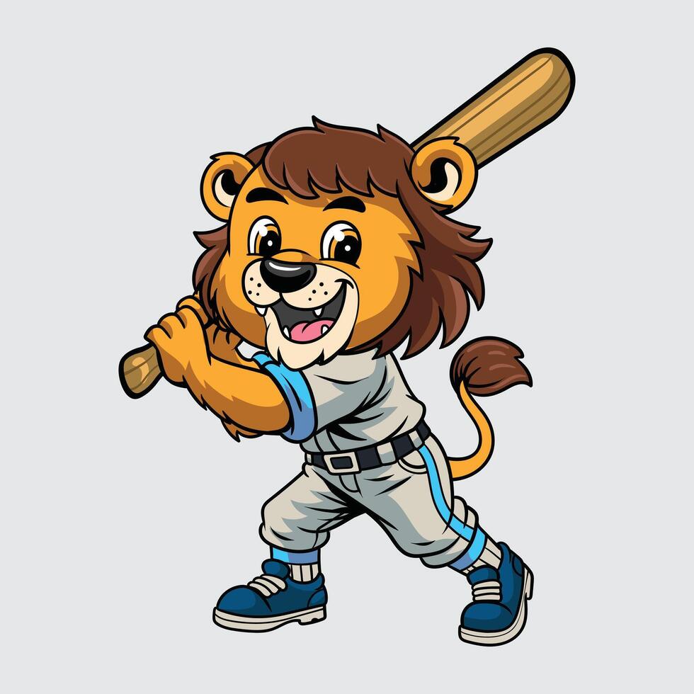 Lion mascot with a baseball bat vector