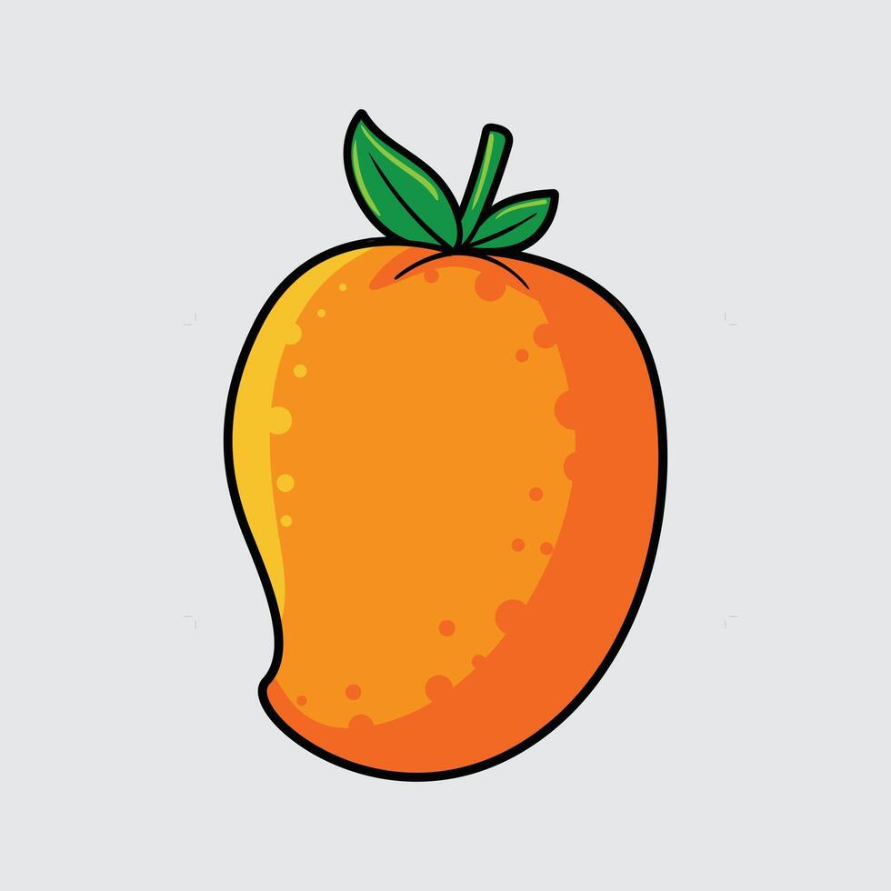 Mango fruit with green leaf vector