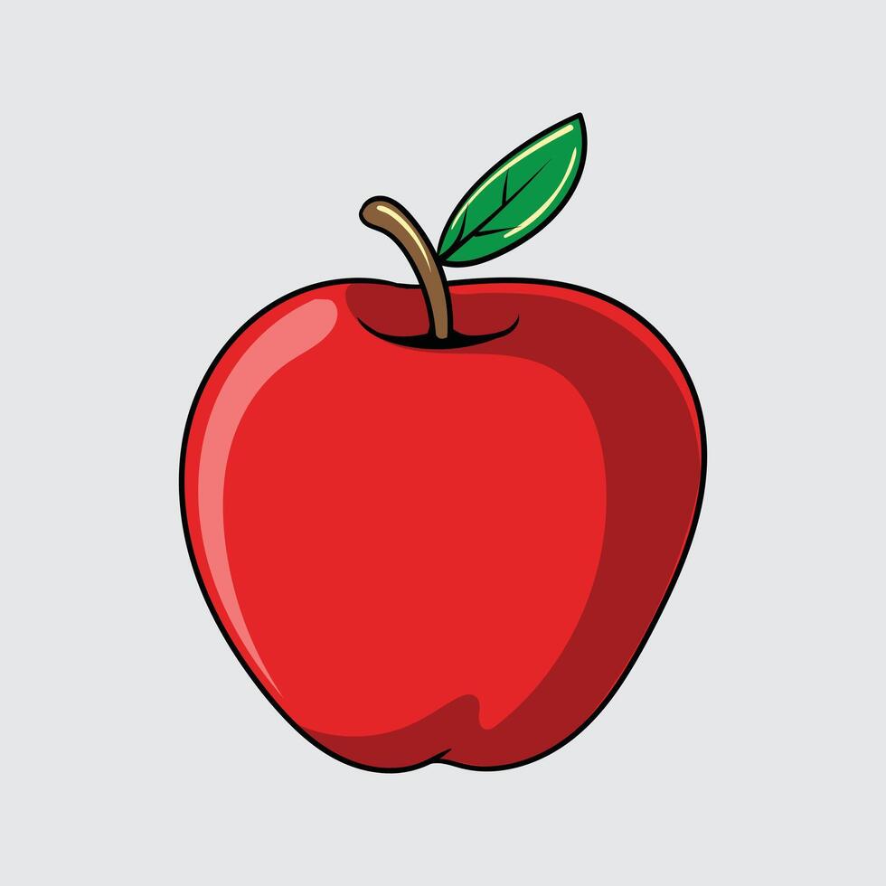Apple fruit simple isolated cartoon illustration with a light background vector