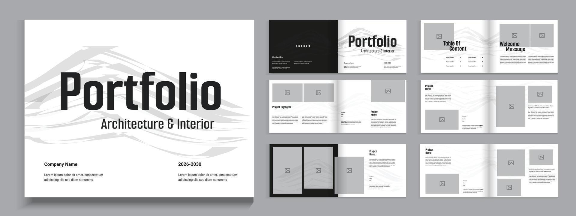 Landscape Portfolio Architecture Portfolio, Presentation Portfolio Creative Modern Interior Portfolio Design layout vector
