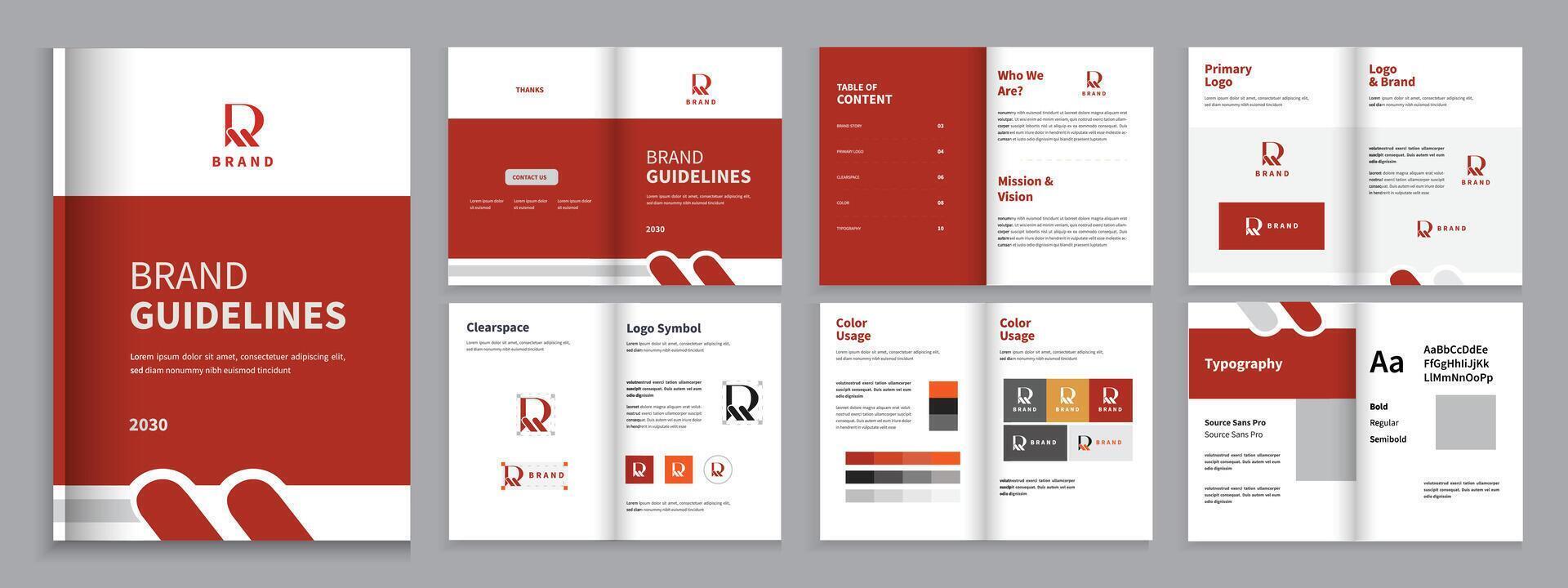 Professional corporate Brand guideline Brand manual template vector