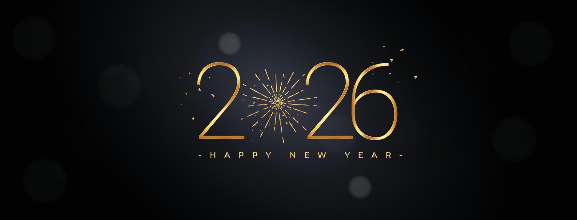 Elegant 2026 New Year Greeting Card with Shiny Gold Text Effect Fireworks Isolated vector