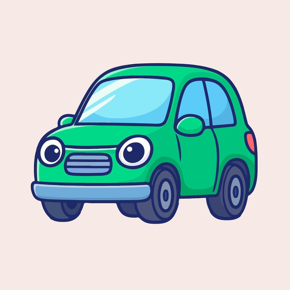Green Cute Cartoon Car vector