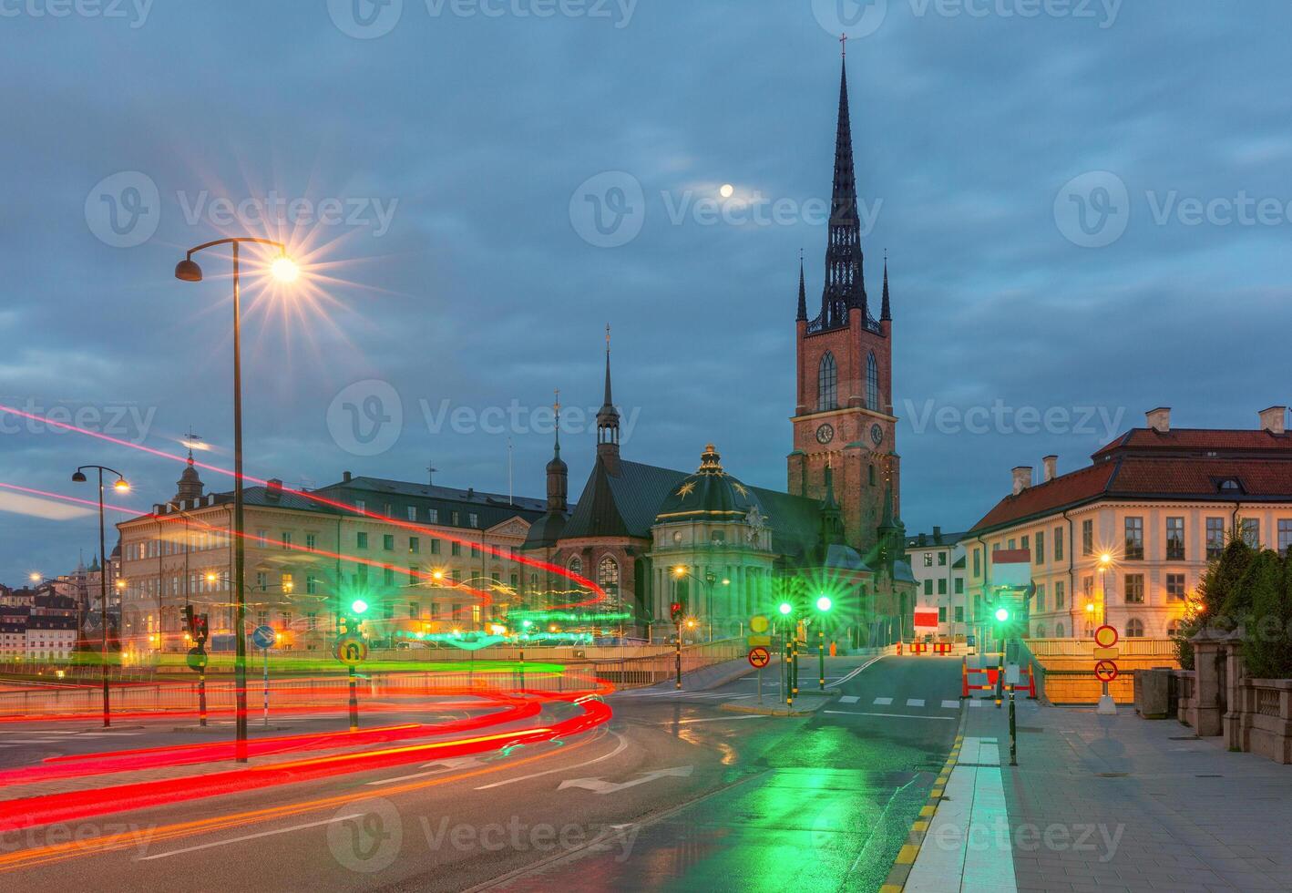 Night view of Stockholm cityscape photo