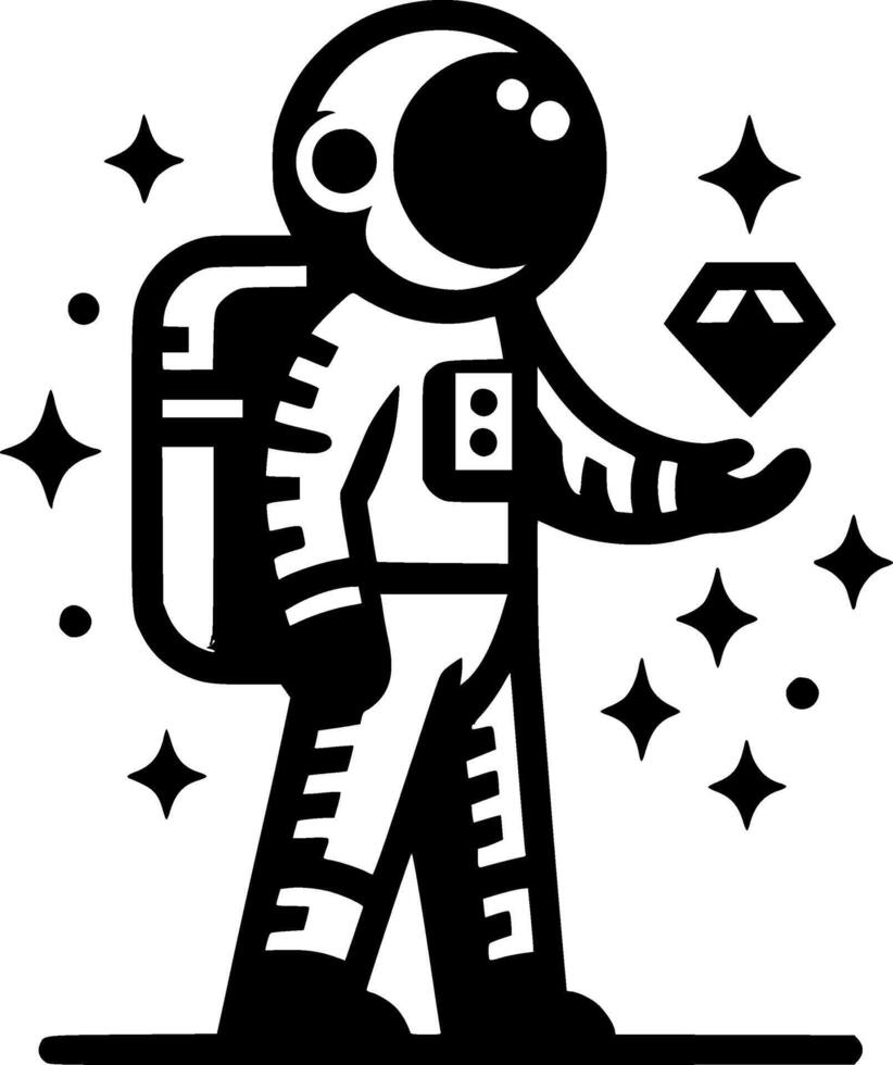 Astronaut carries in his hand floating alien Crystal vector